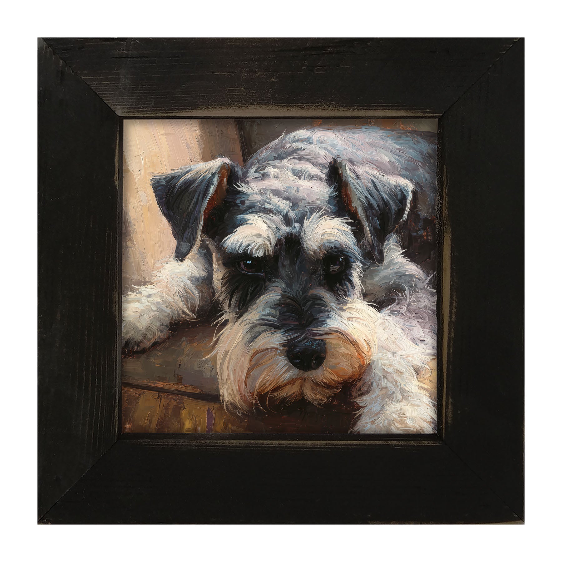 Armchair with Mini Schnauzer Dog - Framed Art