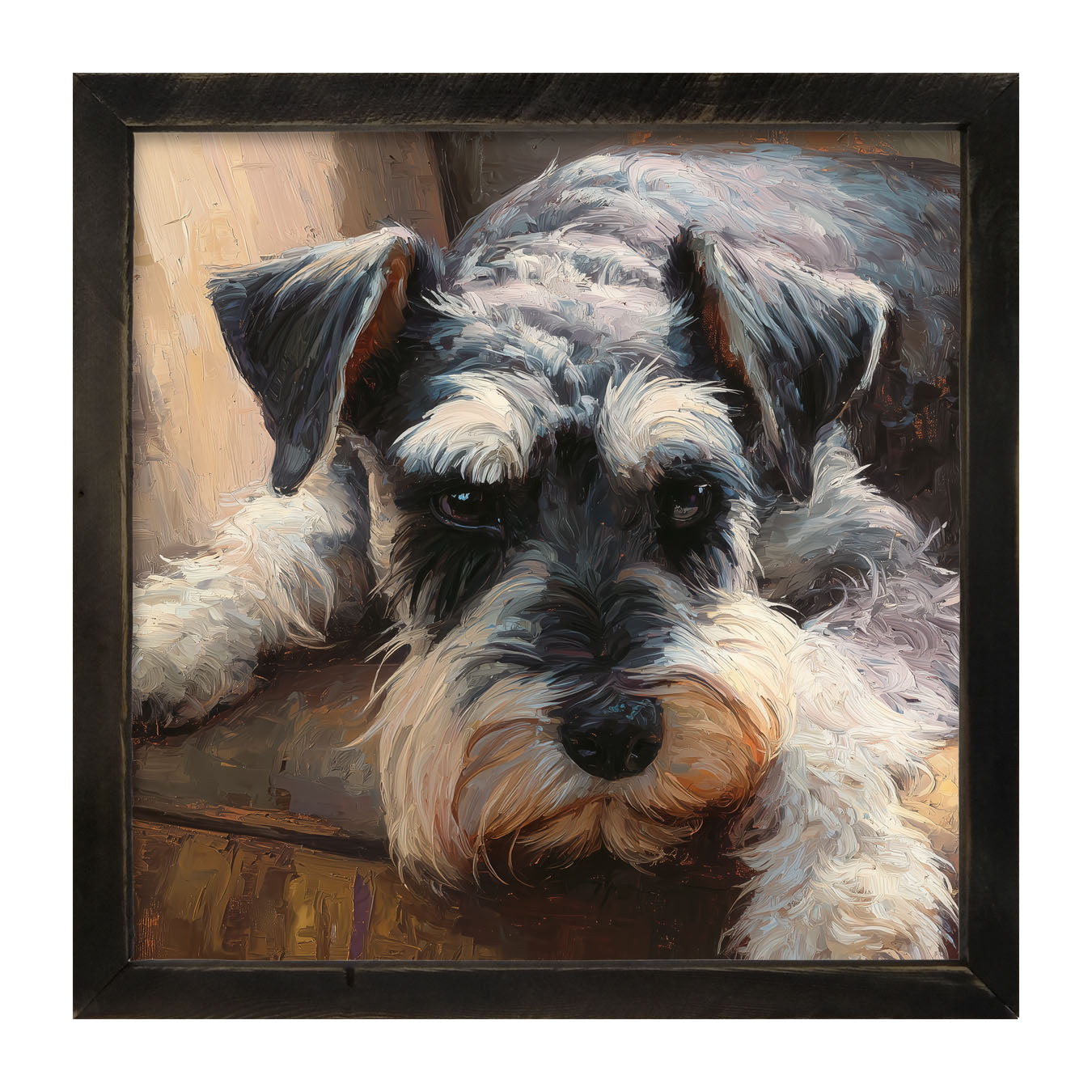 Armchair with Mini Schnauzer Dog - Framed Art