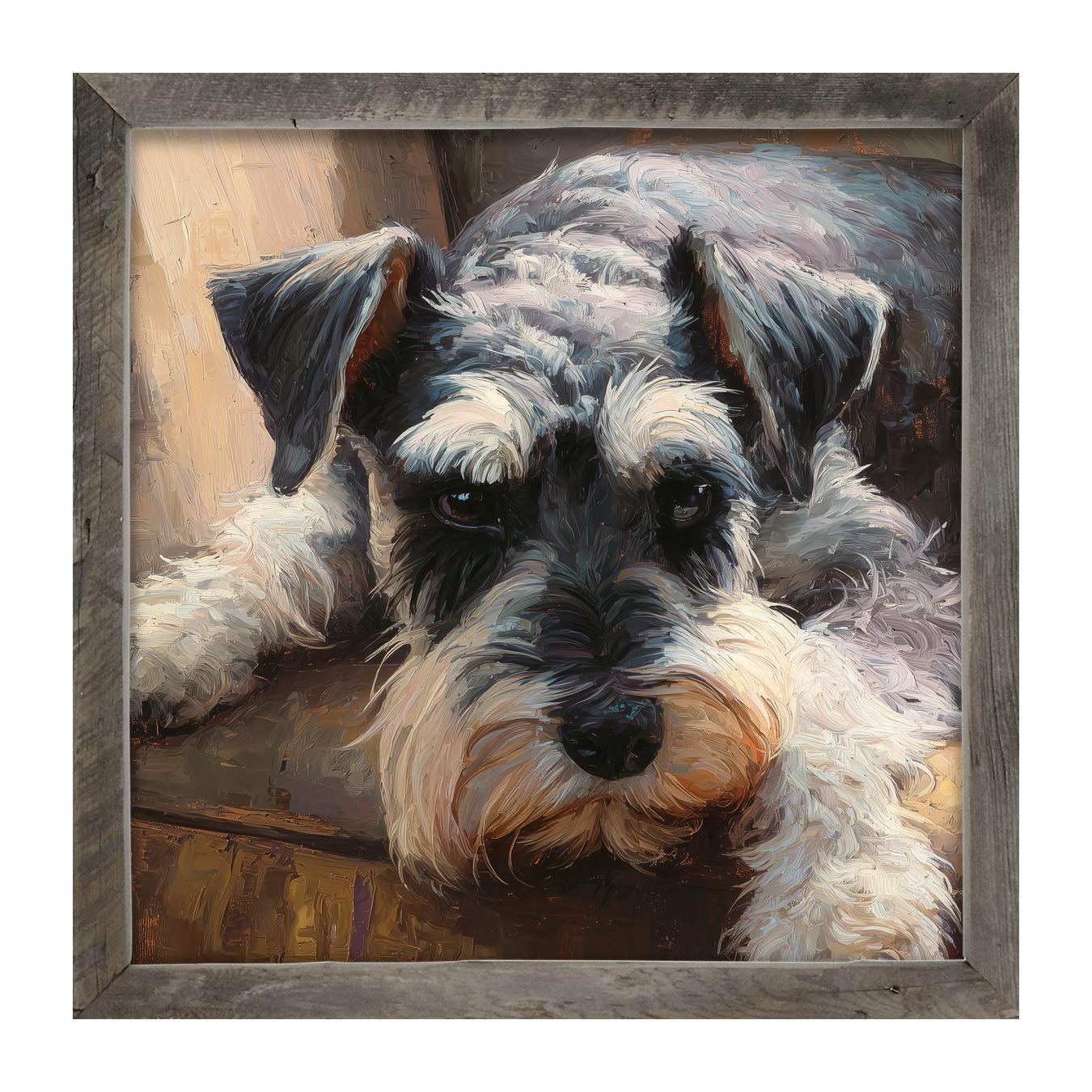 Armchair with Mini Schnauzer Dog - Framed Art