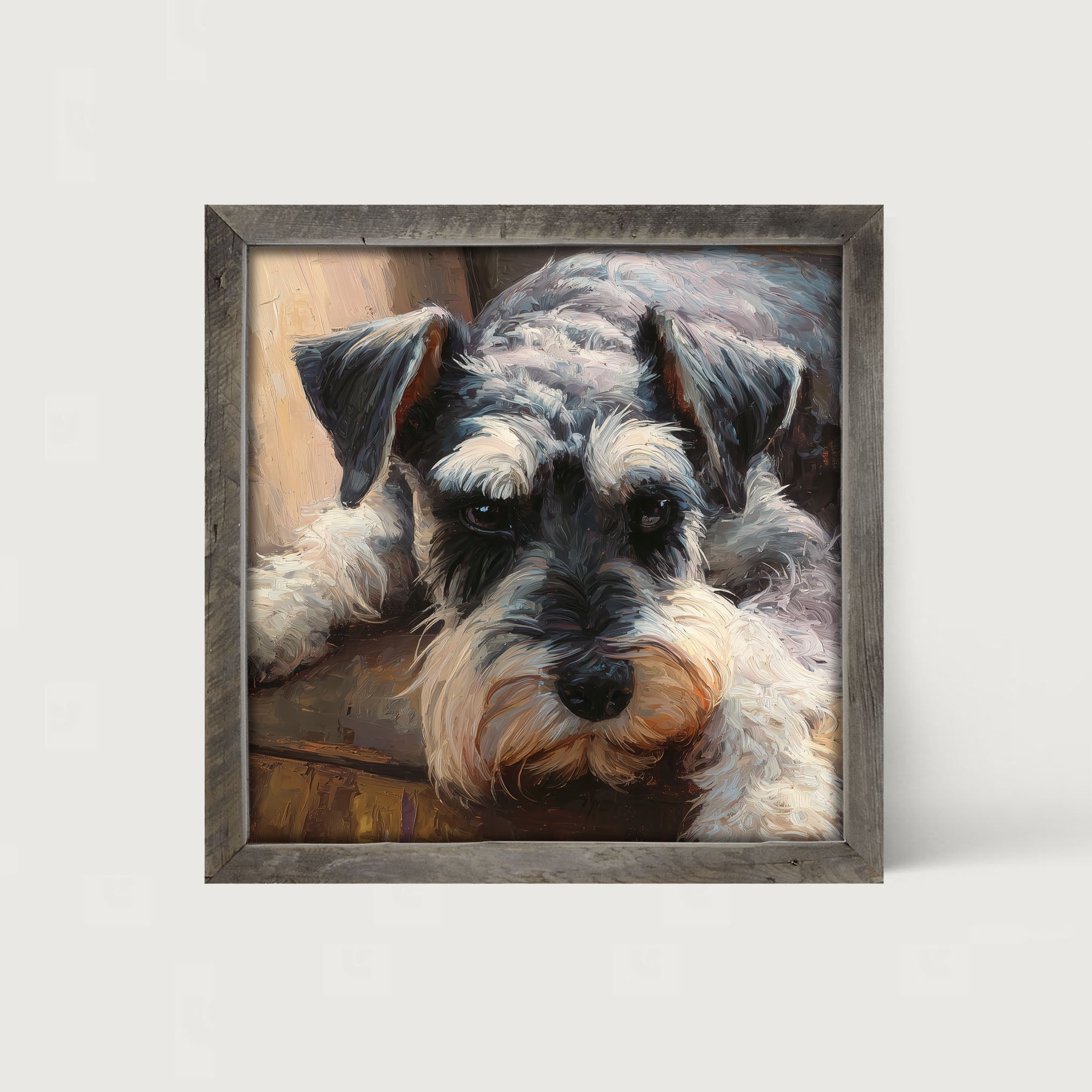 Armchair with Mini Schnauzer Dog - Framed Art