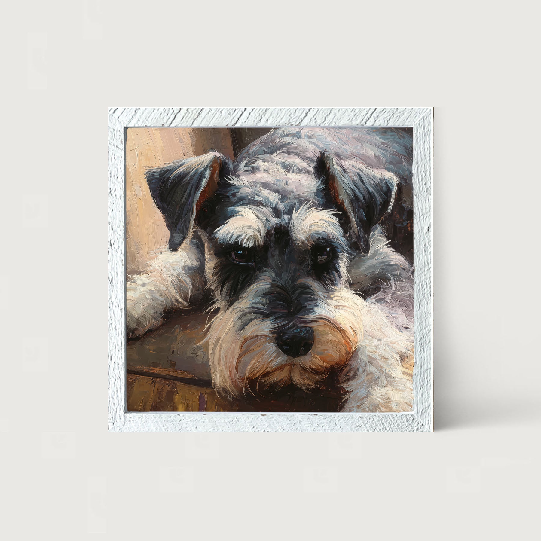 Armchair with Mini Schnauzer Dog - Framed Art