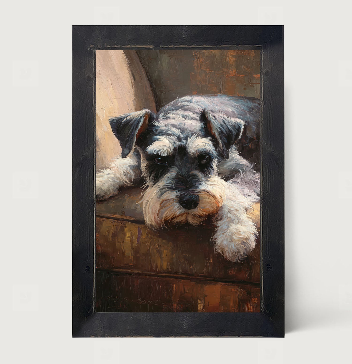 Armchair with Mini Schnauzer Dog - Framed Art