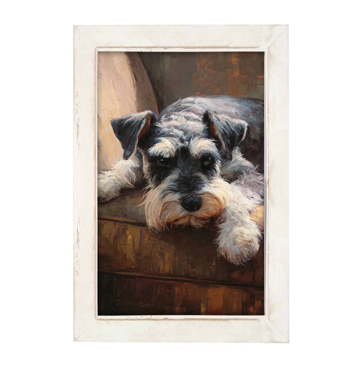 Armchair with Mini Schnauzer Dog - Framed Art