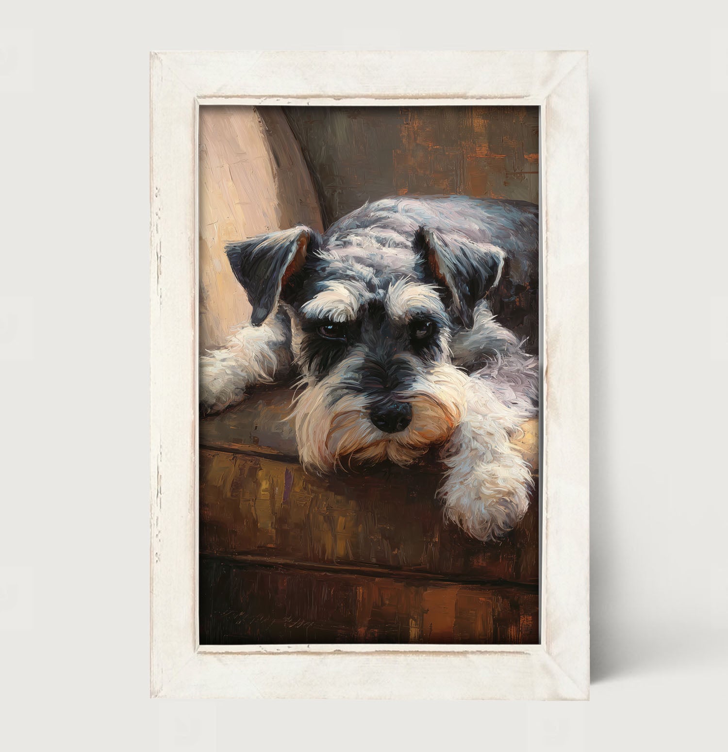 Armchair with Mini Schnauzer Dog - Framed Art