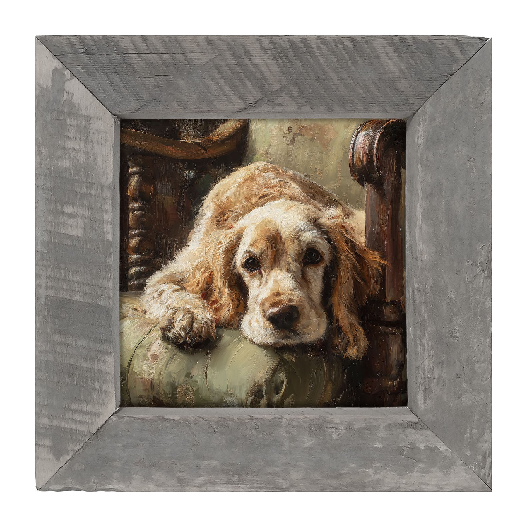 Armchair with Cocker Spaniel Dog - Framed Art