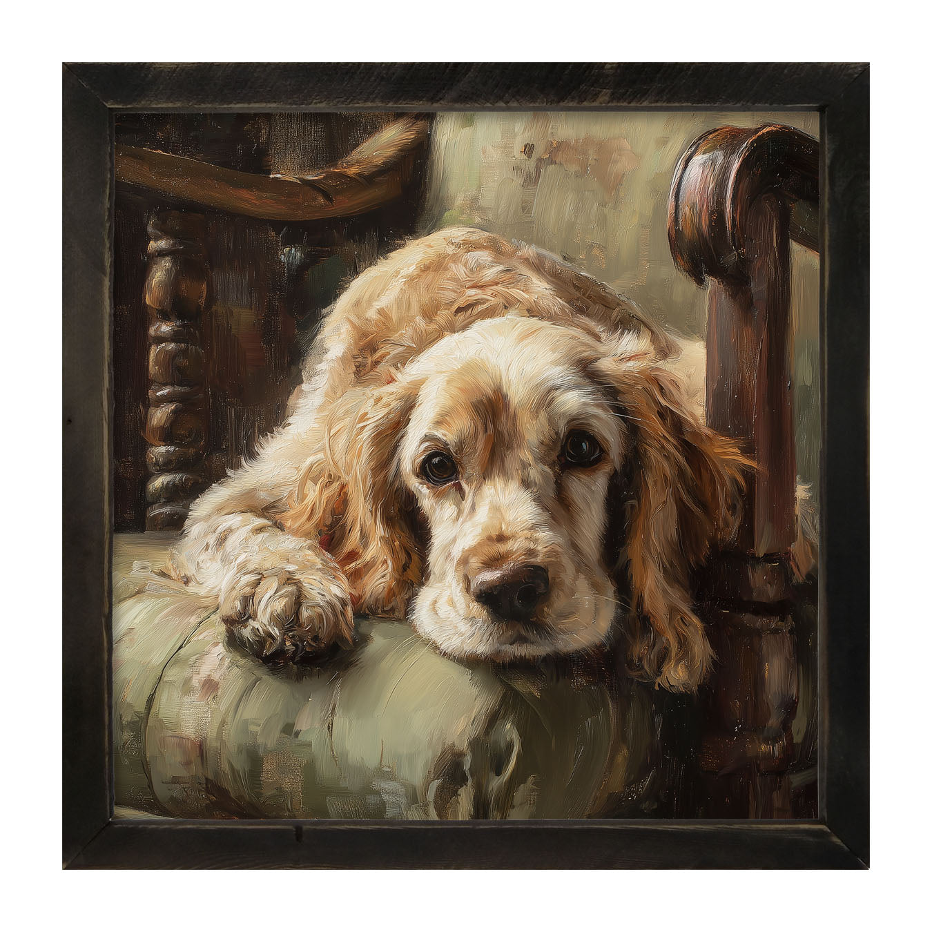 Armchair with Cocker Spaniel Dog - Framed Art