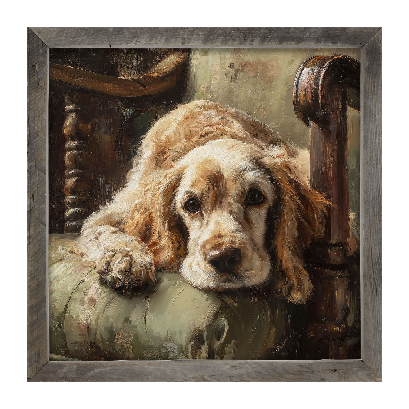 Armchair with Cocker Spaniel Dog - Framed Art