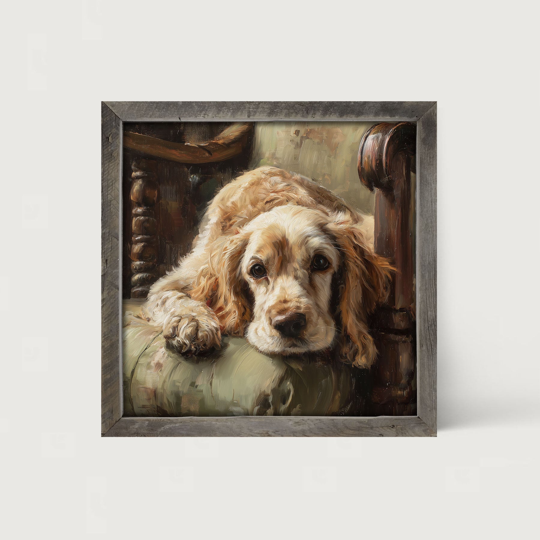Armchair with Cocker Spaniel Dog - Framed Art