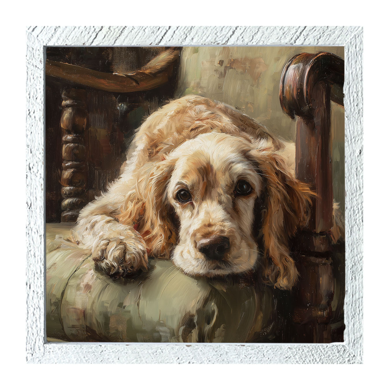Armchair with Cocker Spaniel Dog - Framed Art