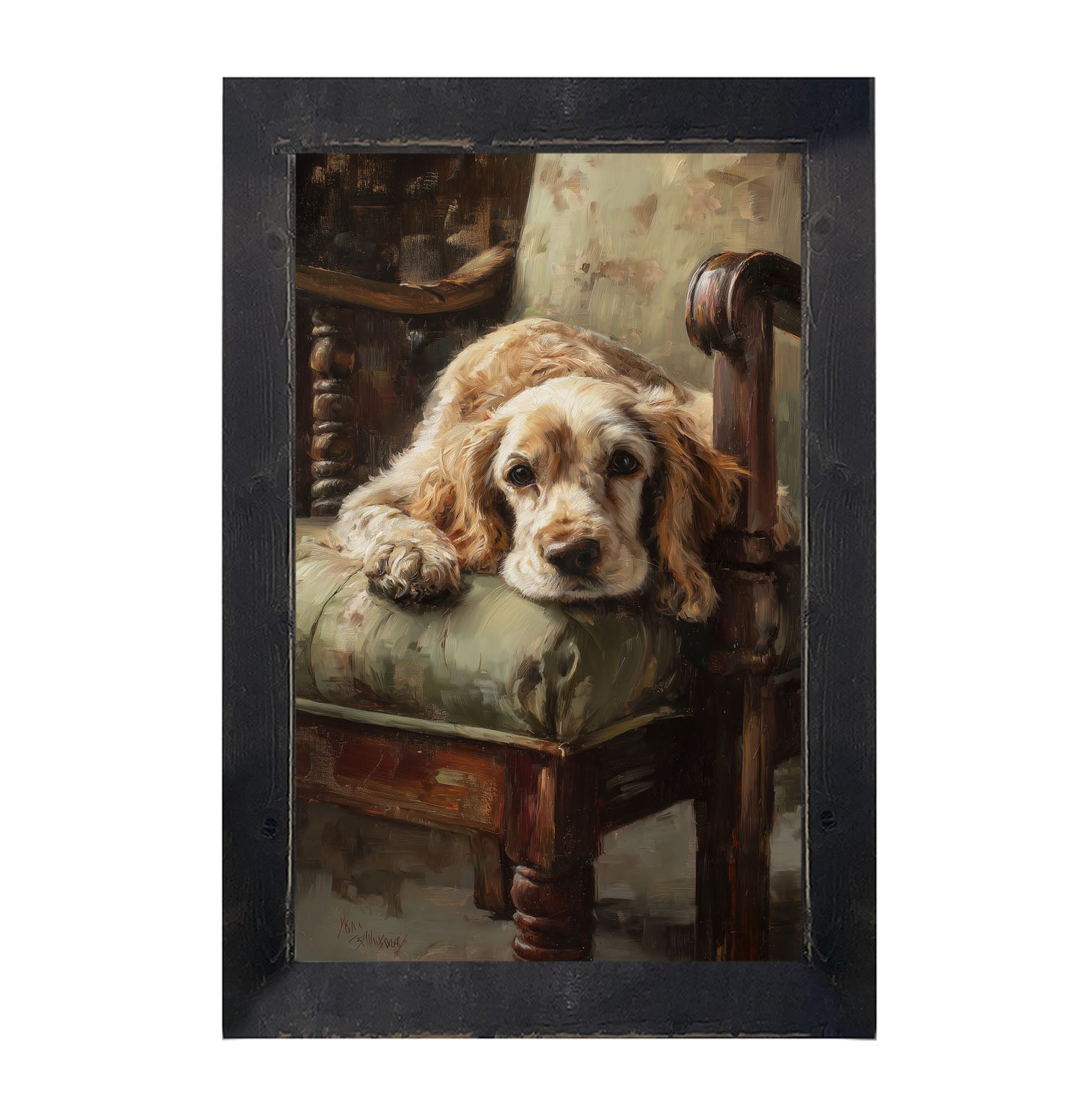 Armchair with Cocker Spaniel Dog - Framed Art
