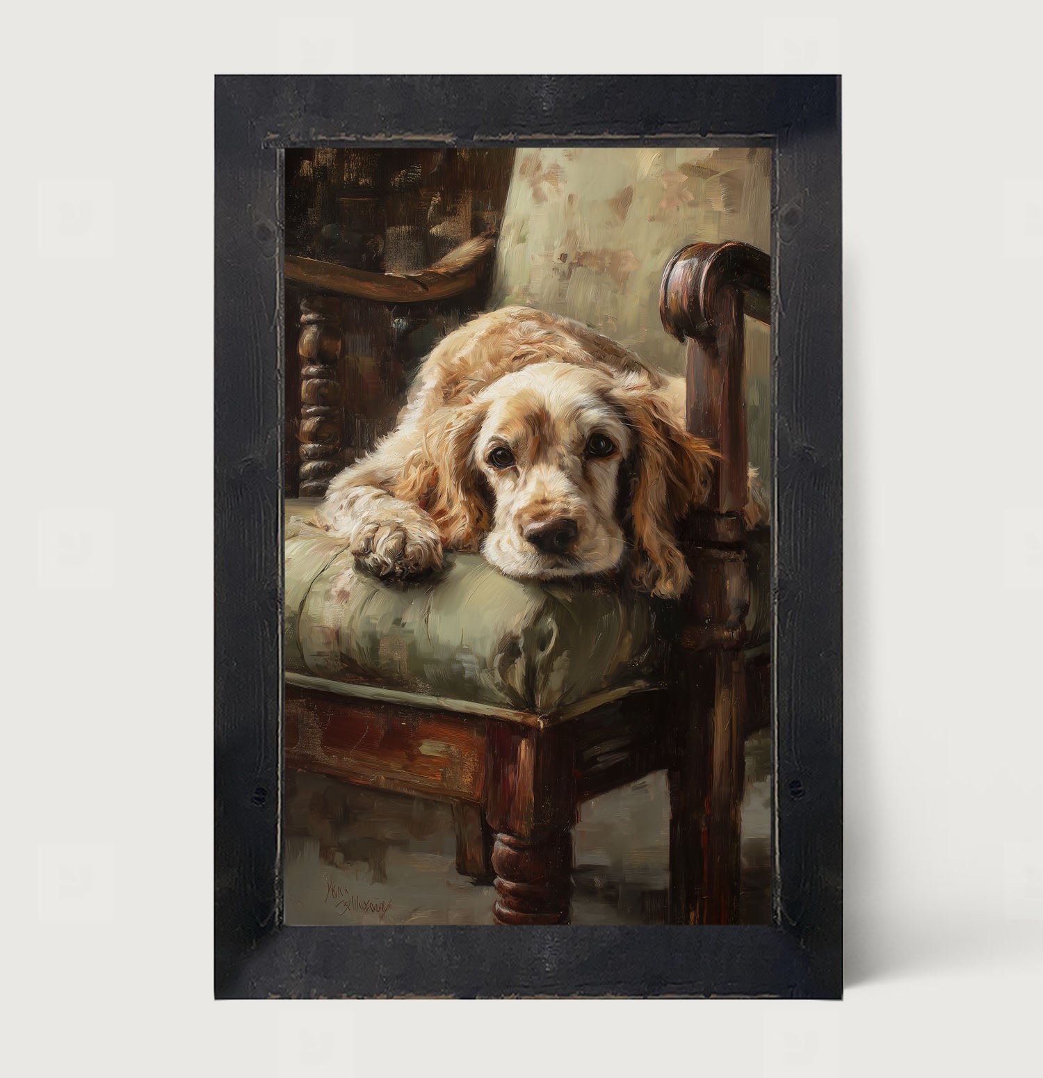 Armchair with Cocker Spaniel Dog