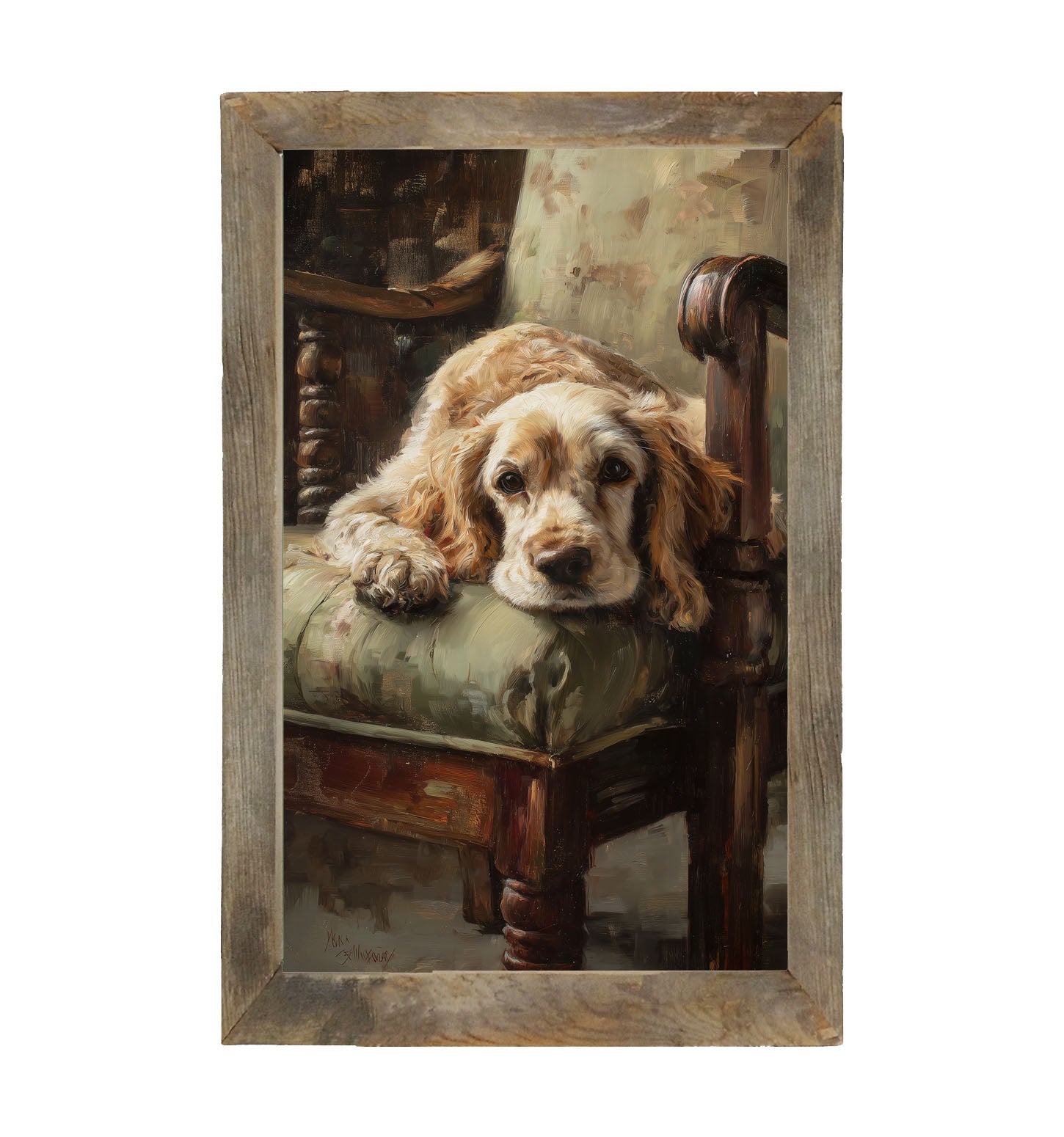 Armchair with Cocker Spaniel Dog - Framed Art