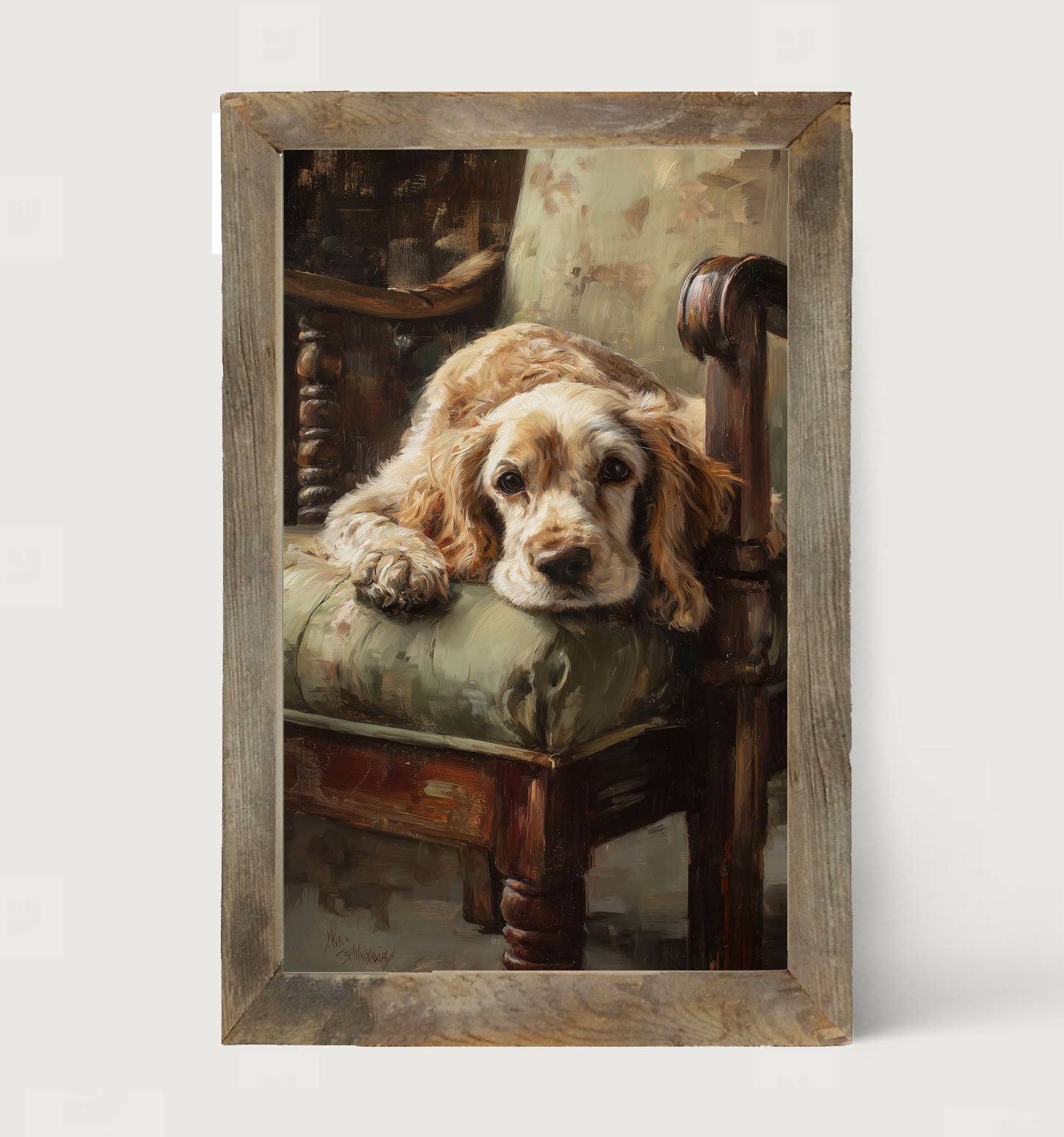 Armchair with Cocker Spaniel Dog - Framed Art