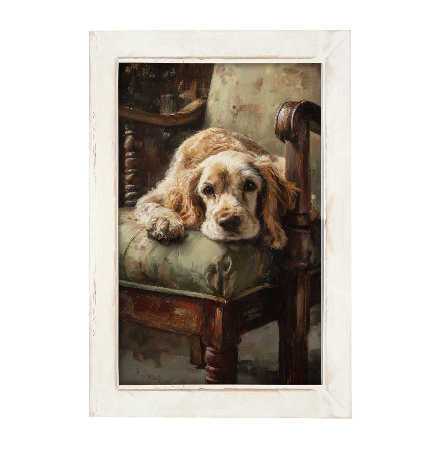 Armchair with Cocker Spaniel Dog - Framed Art