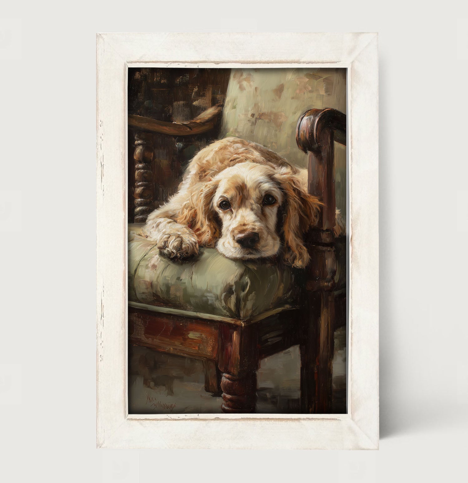 Armchair with Cocker Spaniel Dog