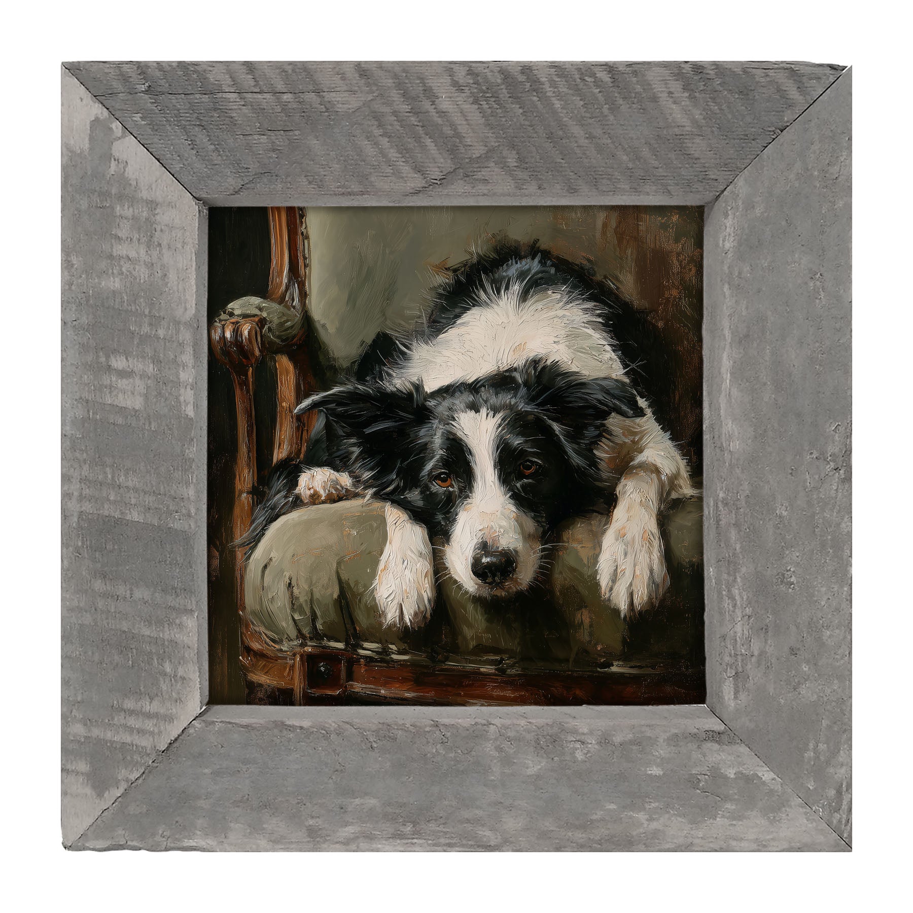 Armchair with Border Collie Dog - Framed Art
