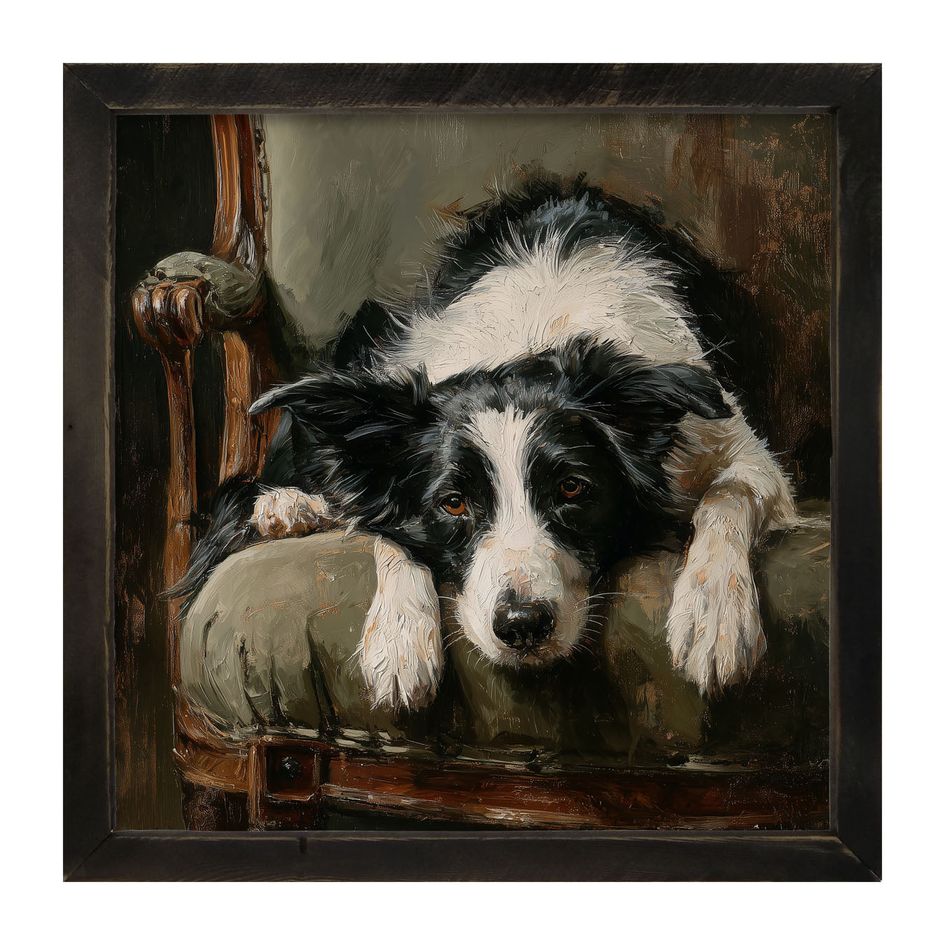 Armchair with Border Collie Dog - Framed Art