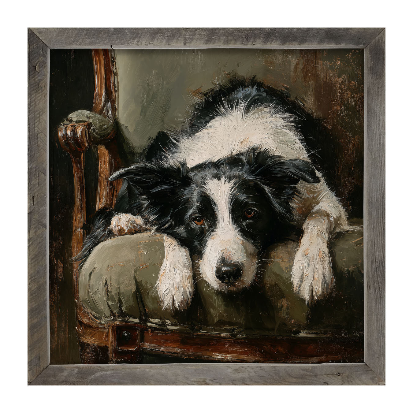 Armchair with Border Collie Dog - Framed Art