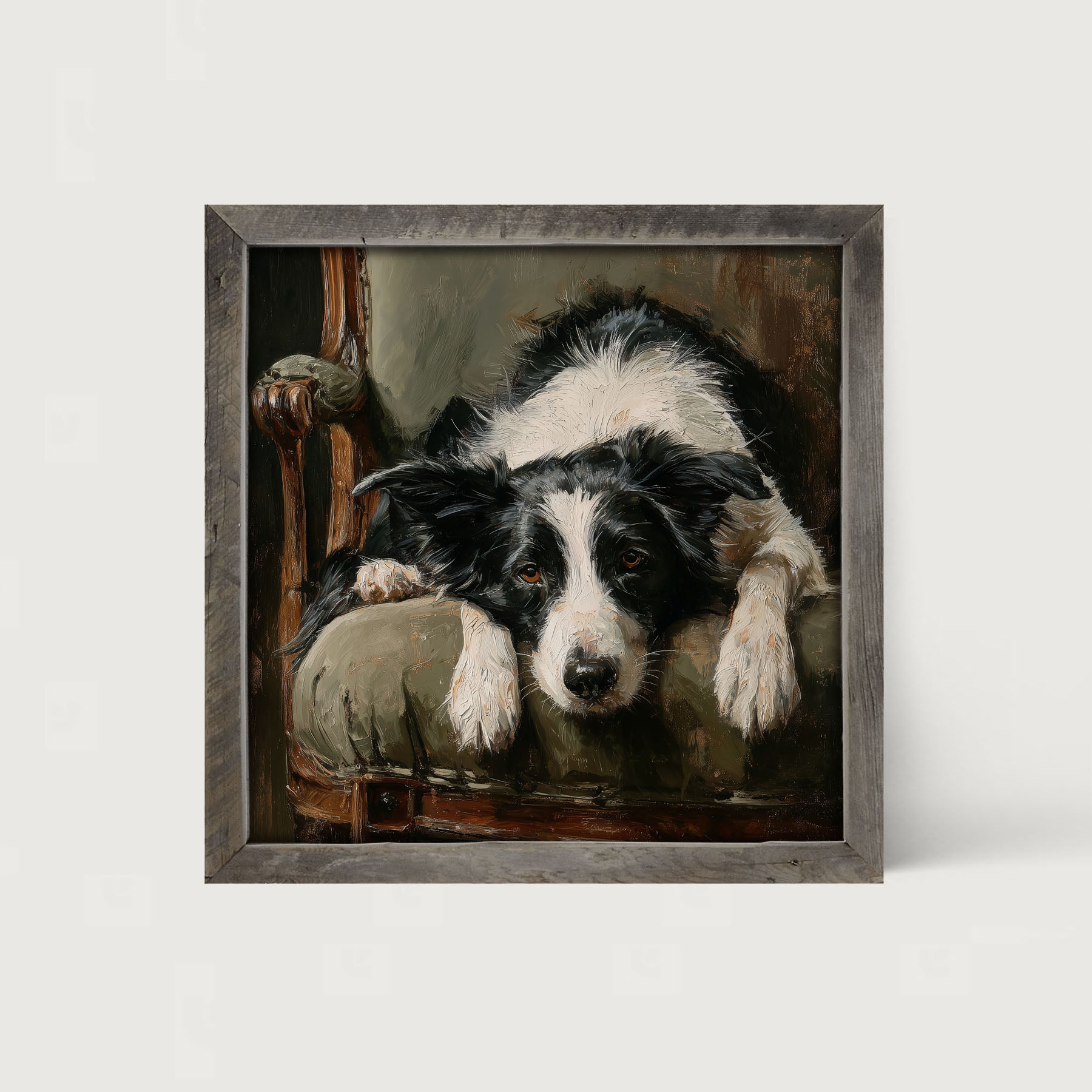 Armchair with Border Collie Dog - Framed Art