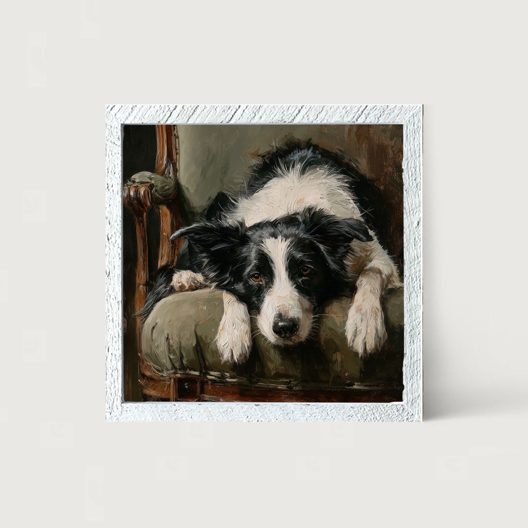 Armchair with Border Collie Dog - Framed Art