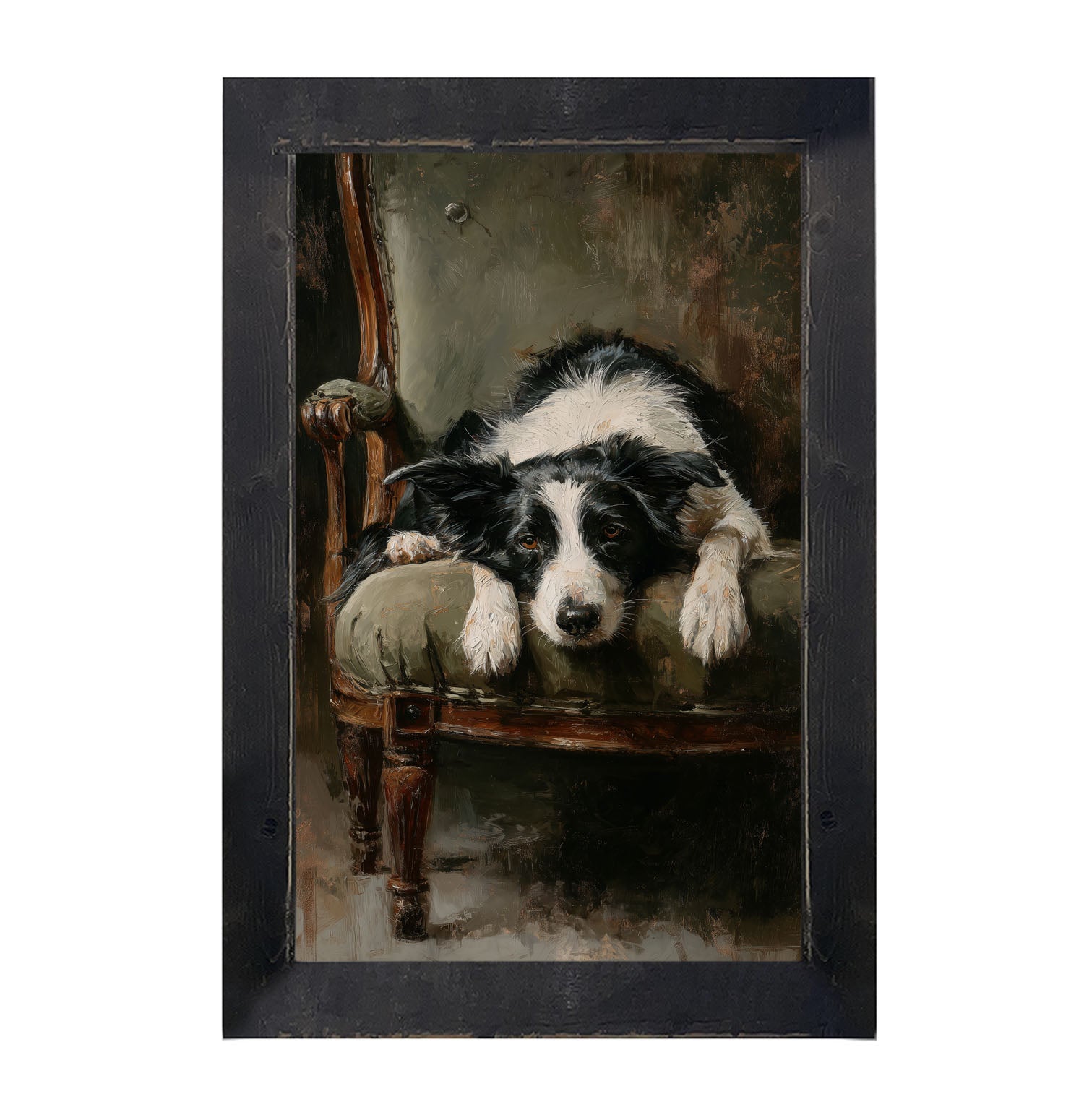 Armchair with Border Collie Dog - Framed Art