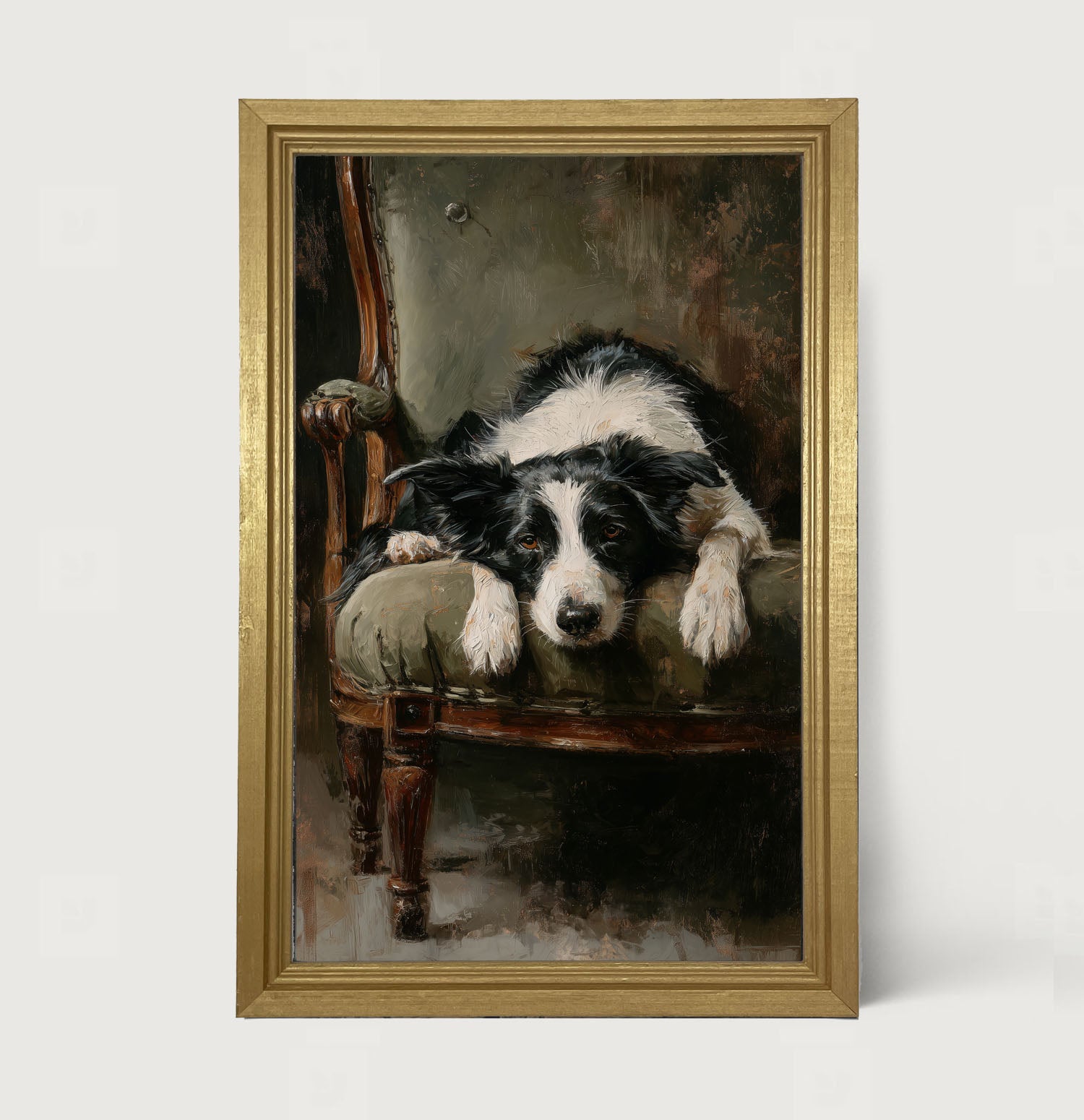 Armchair with Border Collie Dog - Framed Art