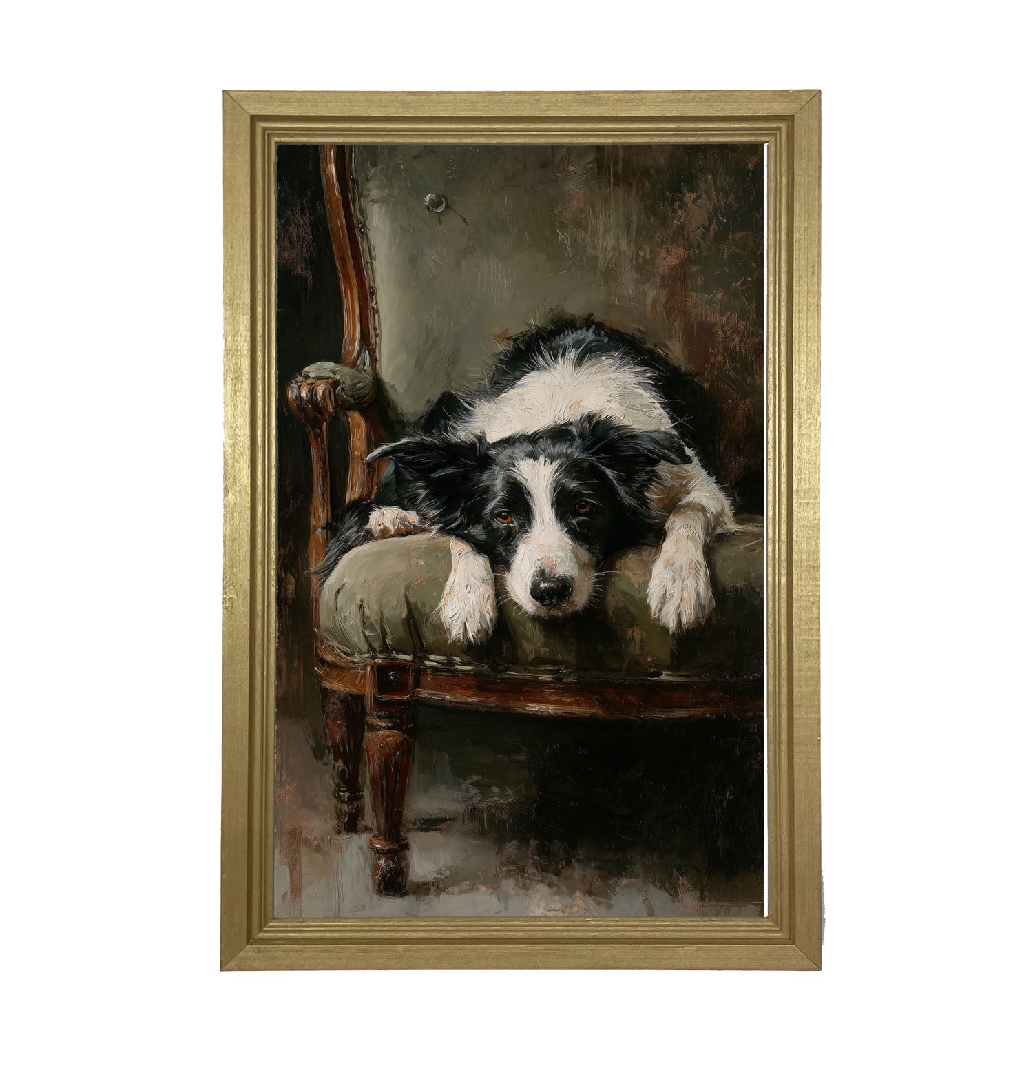 Armchair with Border Collie Dog - Framed Art