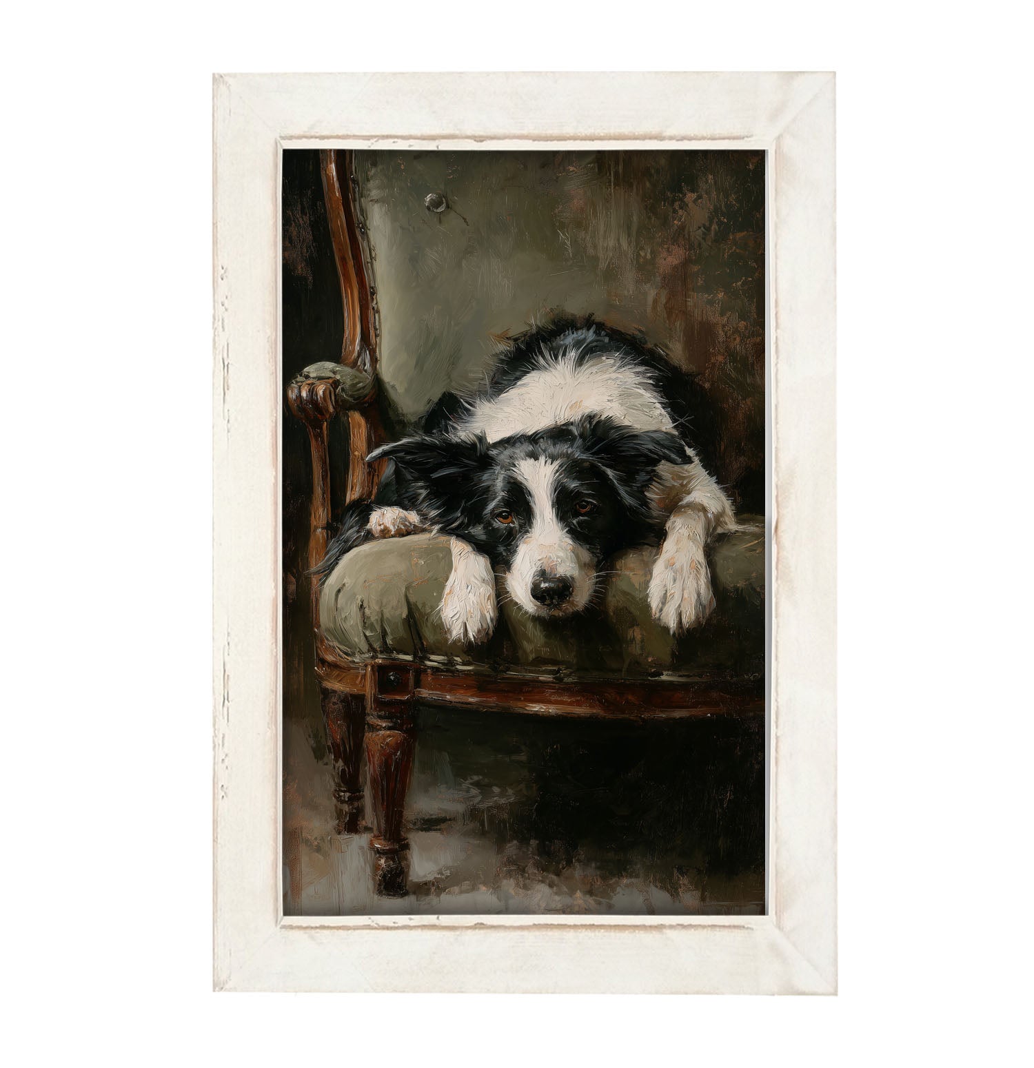 Armchair with Border Collie Dog - Framed Art