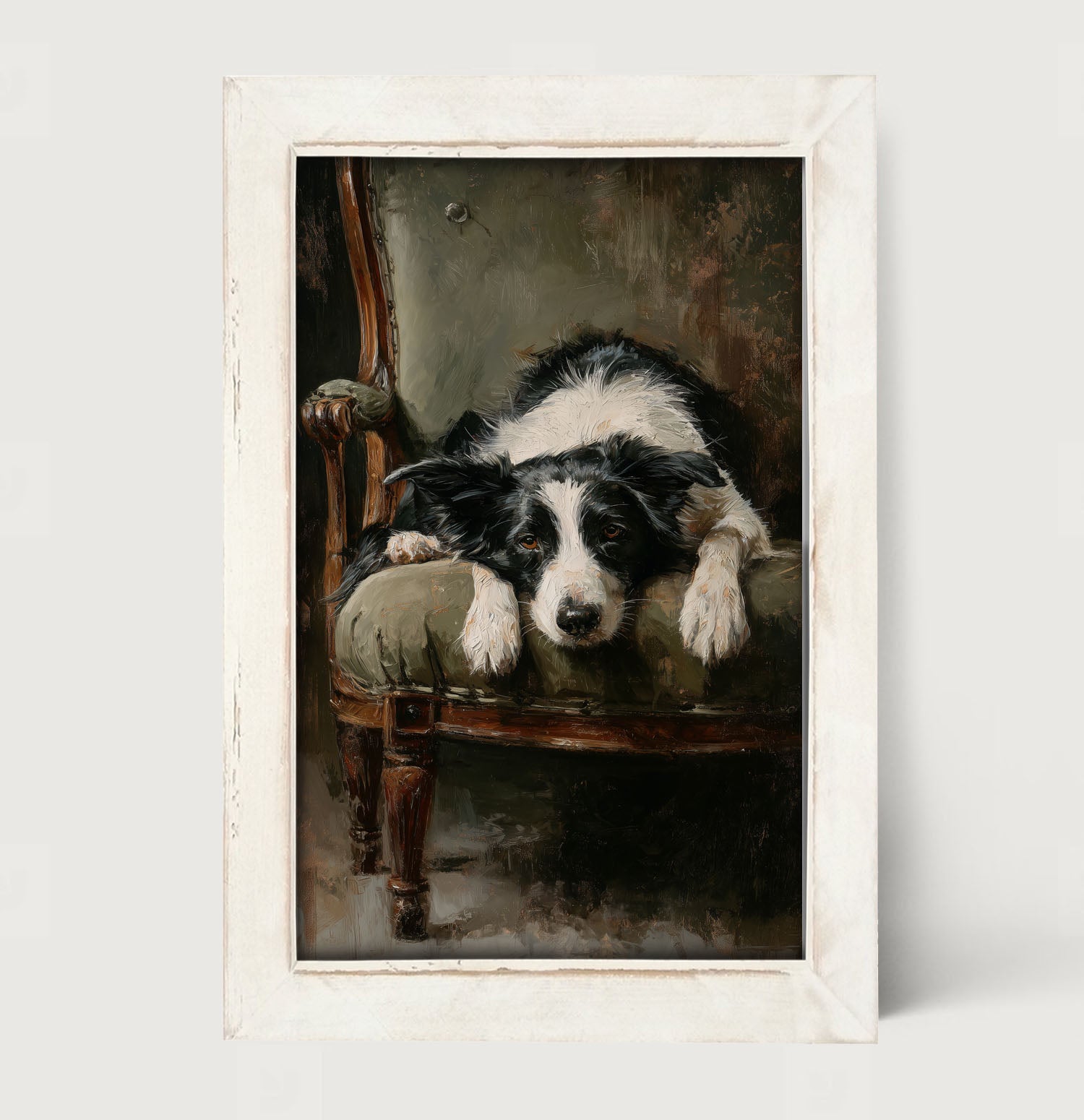 Armchair with Border Collie Dog - Framed Art