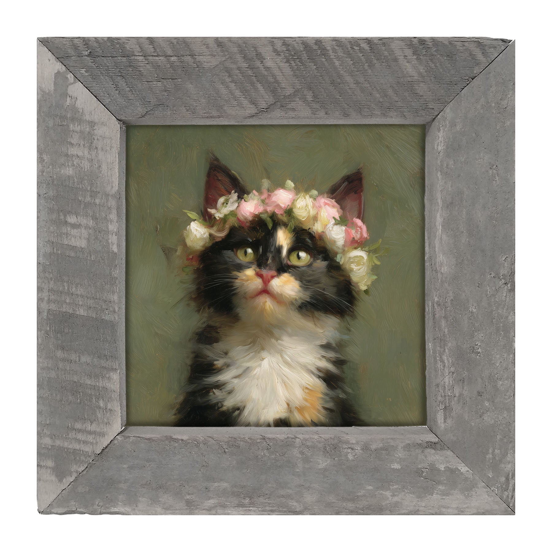 Spring Season Calico Cat - Framed Art