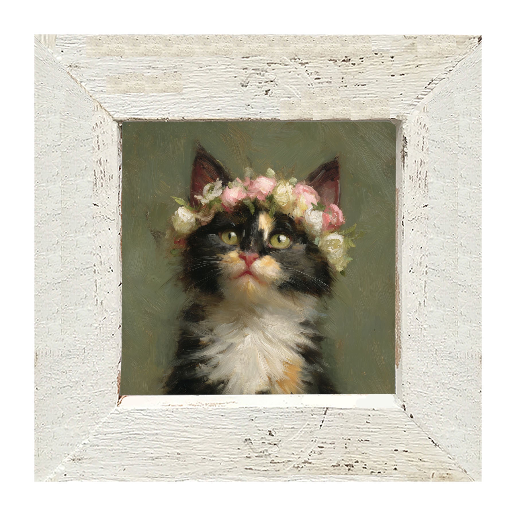 Spring Season Calico Cat - Framed Art
