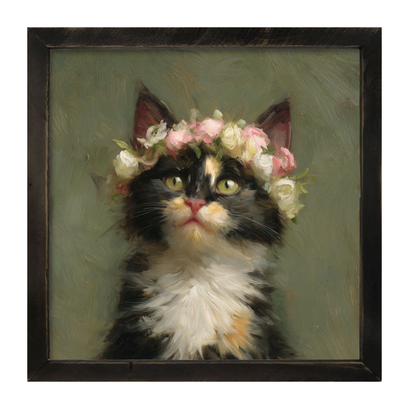 Spring Season Calico Cat - Framed Art