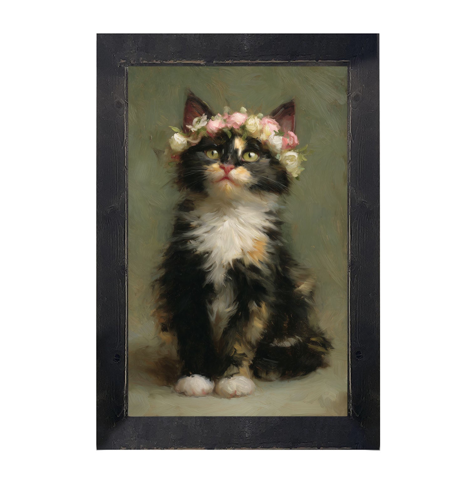 Spring Season Calico Cat - Framed Art