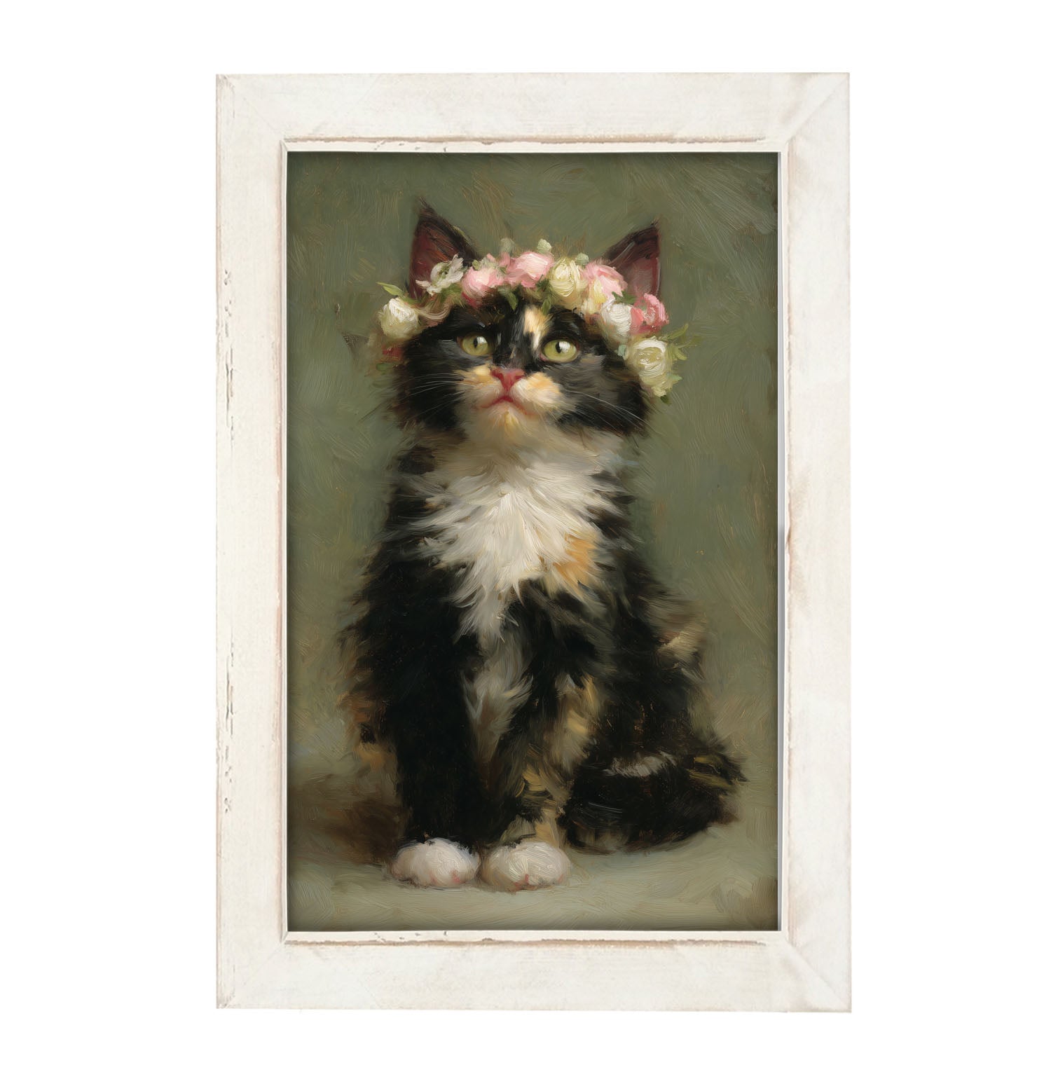 Spring Season Calico Cat - Framed Art