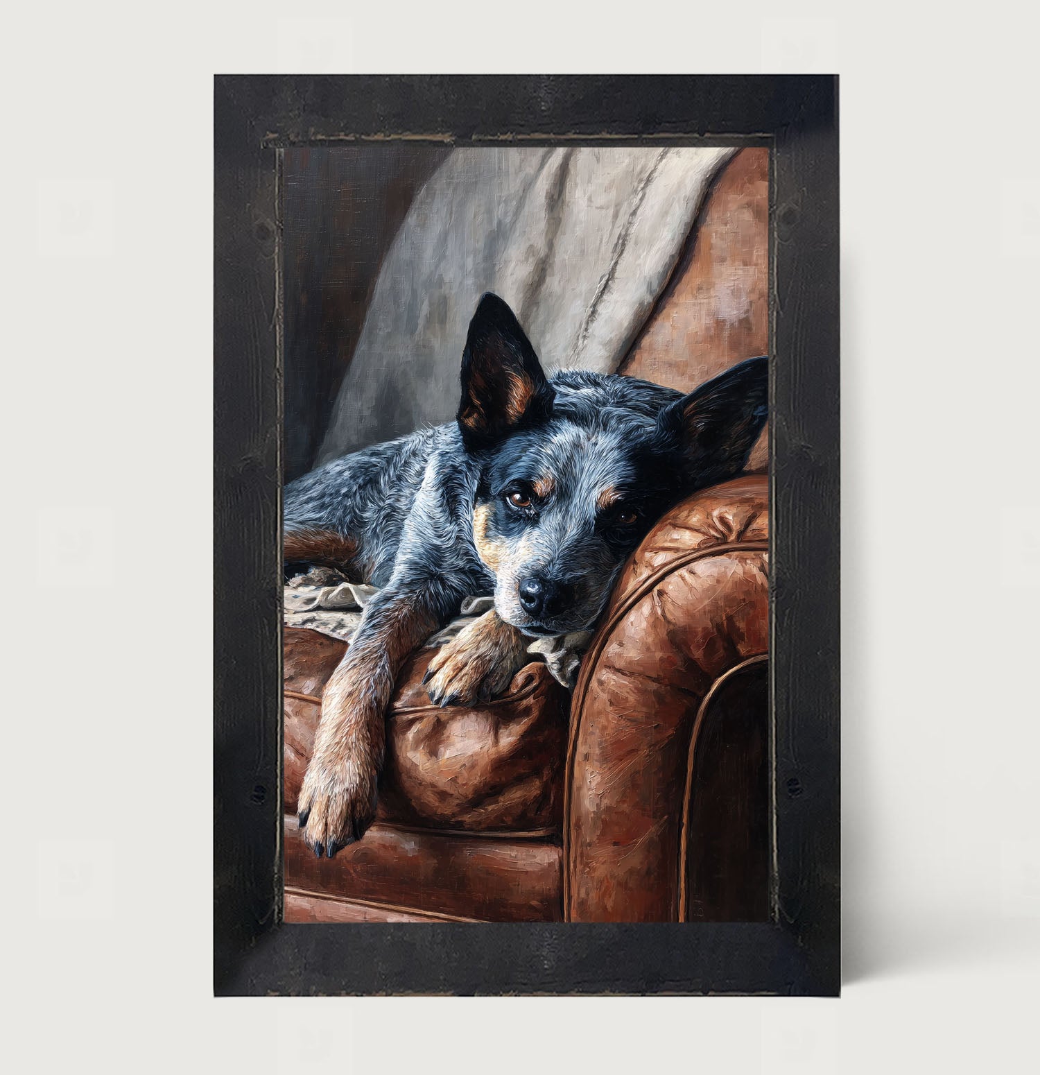 Armchair with Blue Heeler Dog - Framed Art