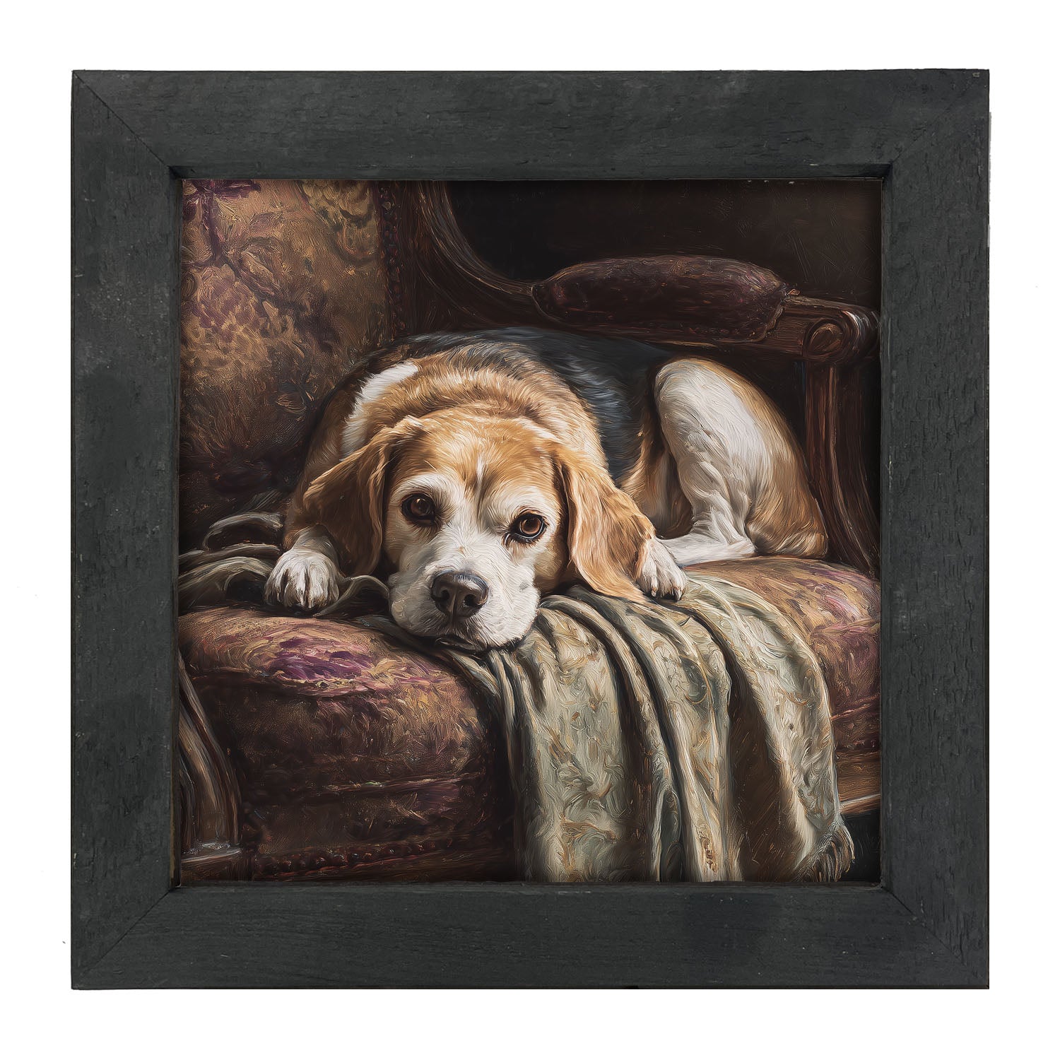 Armchair with Beagle Dog - Framed Art