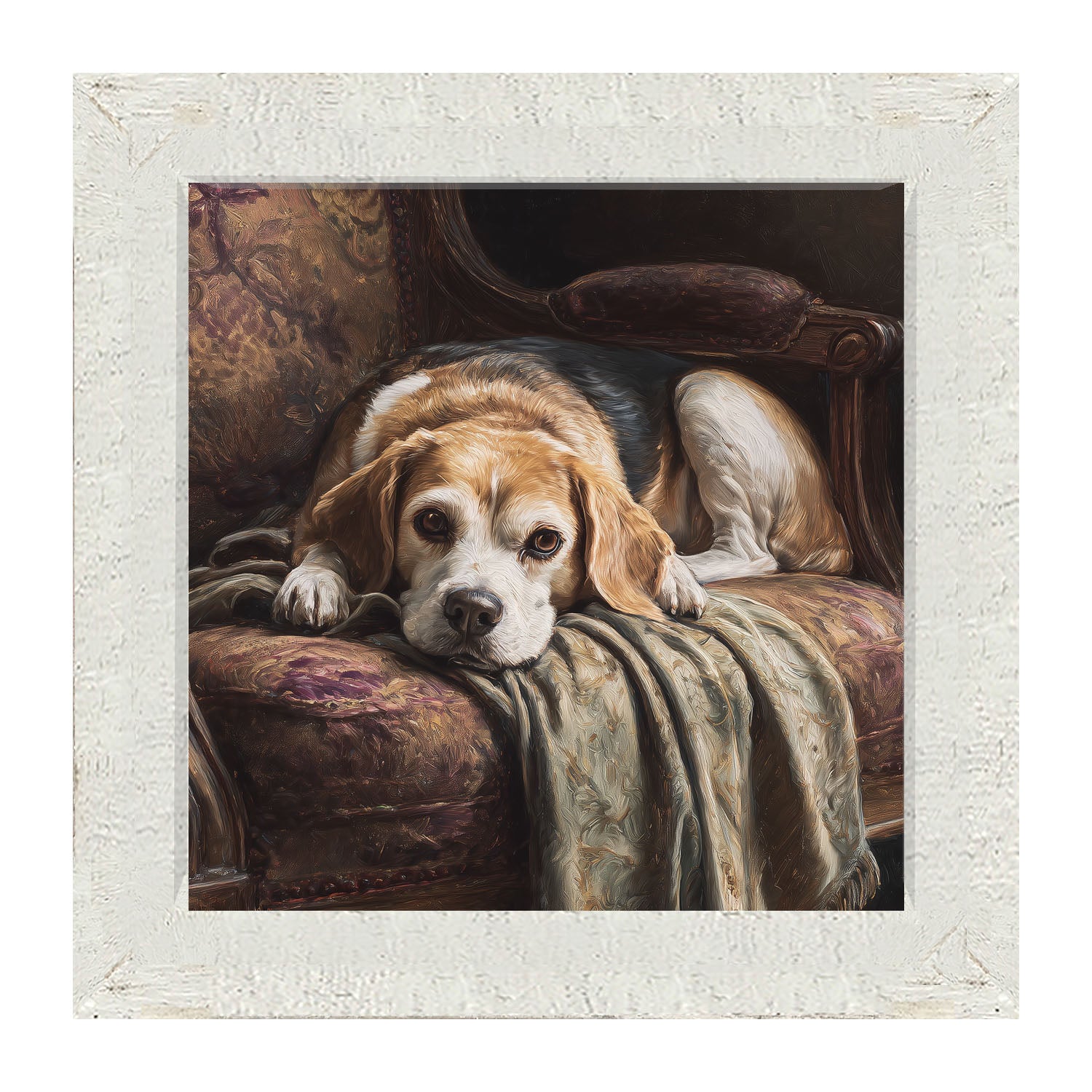 Armchair with Beagle Dog - Framed Art