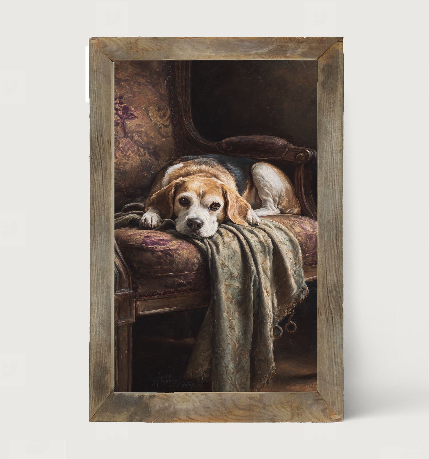 Armchair with Beagle Dog