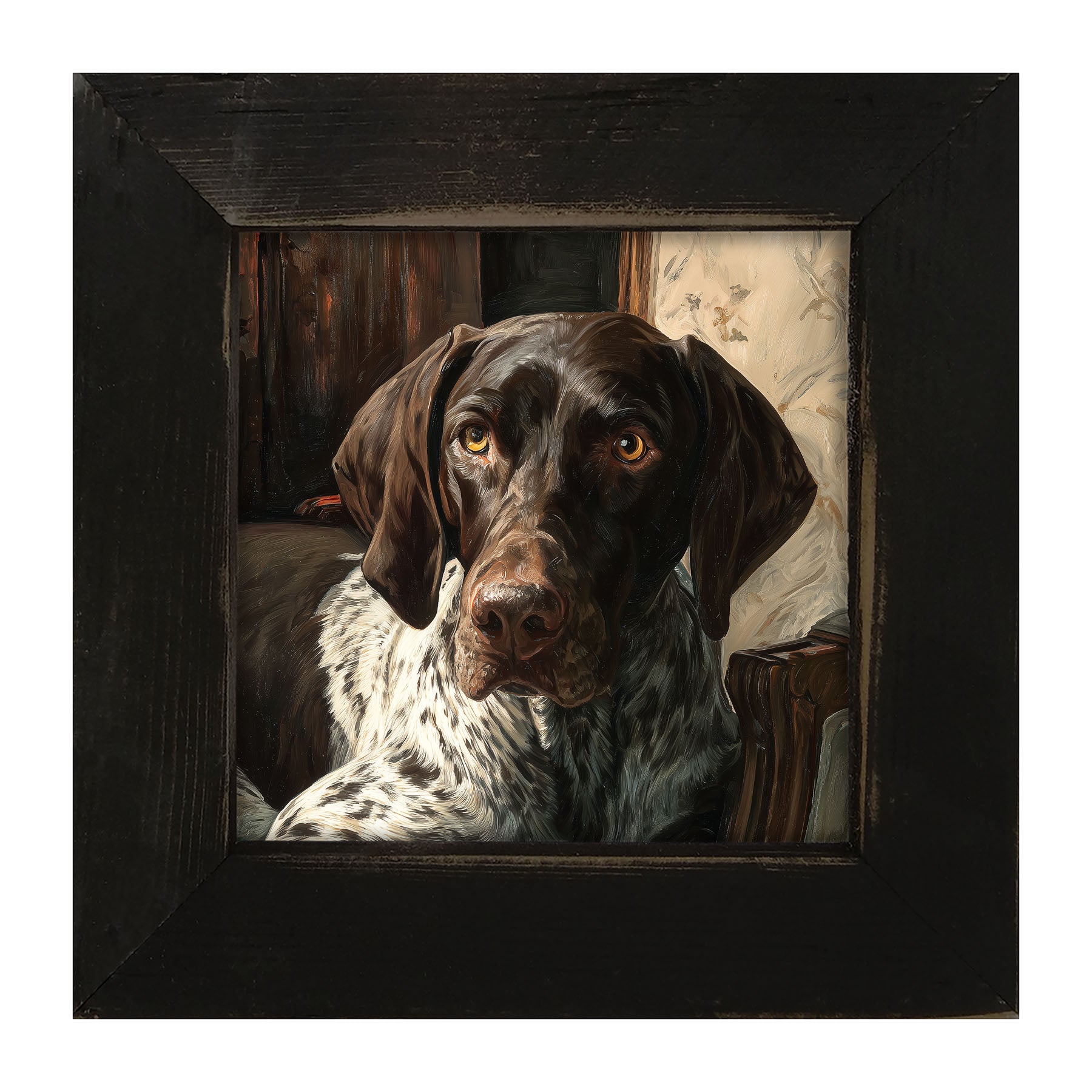 Armchair with German Shorthaired Pointer Dog - Framed Art