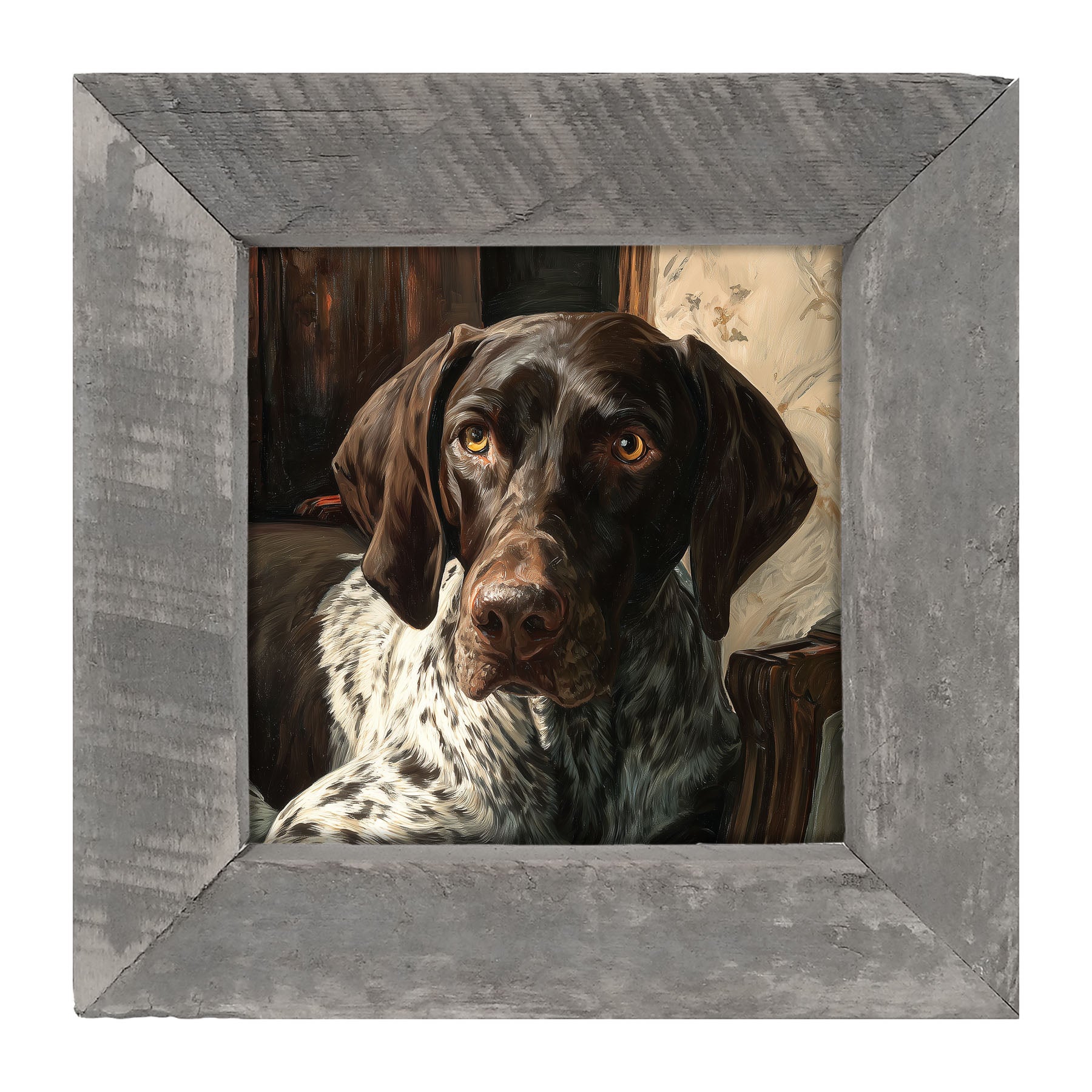 Armchair with German Shorthaired Pointer Dog - Framed Art