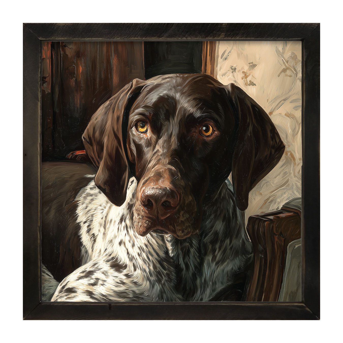 Armchair with German Shorthaired Pointer Dog - Framed Art