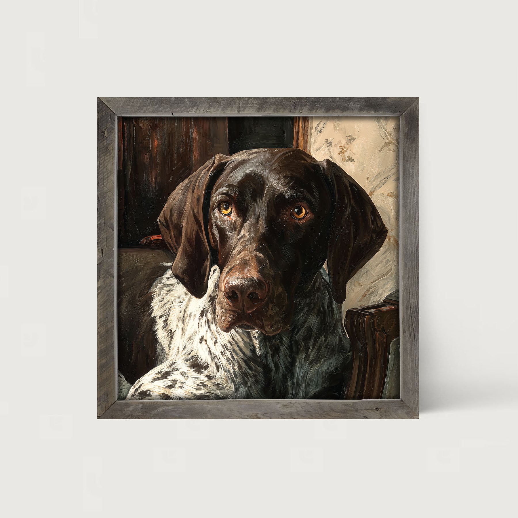 Armchair with German Shorthaired Pointer Dog