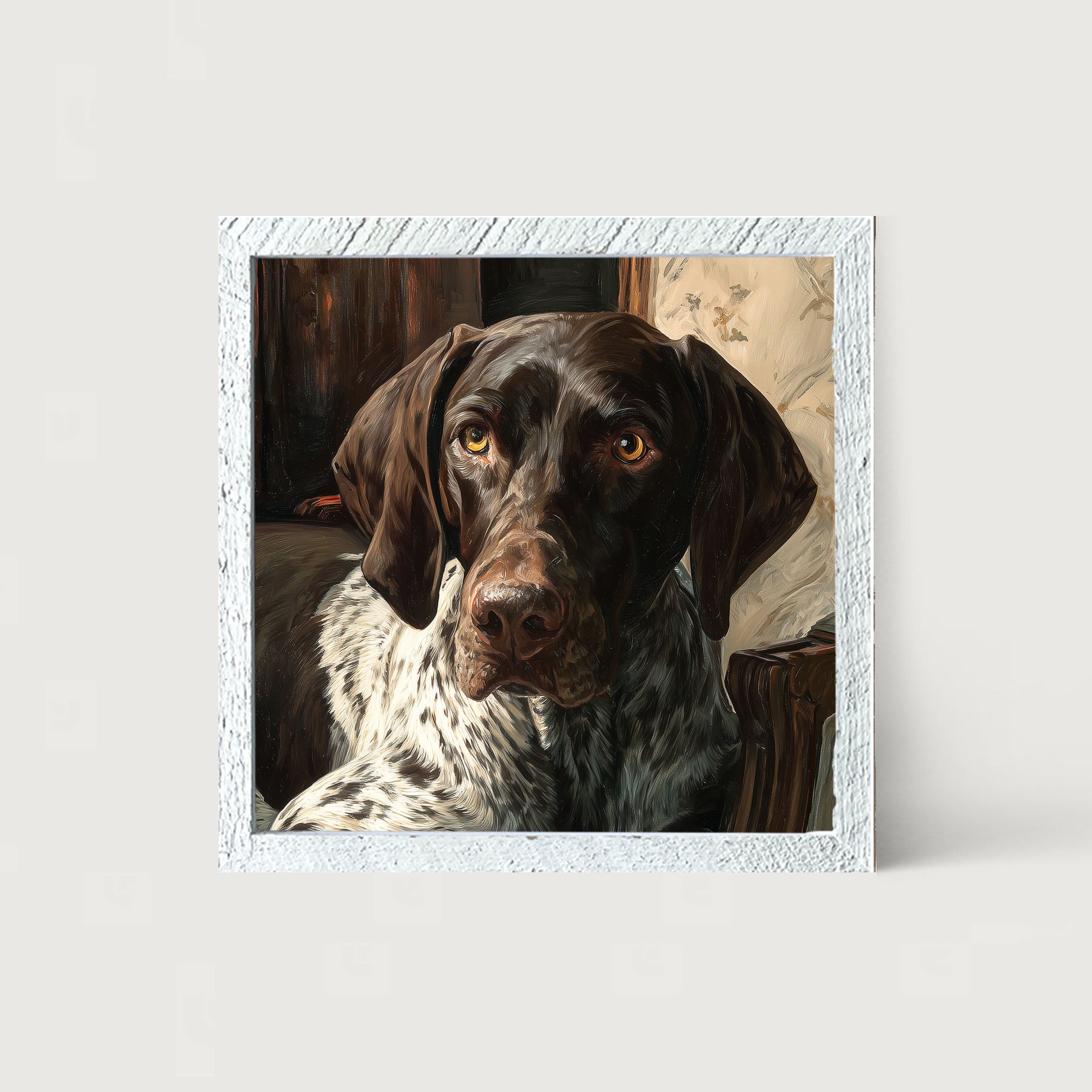 Armchair with German Shorthaired Pointer Dog