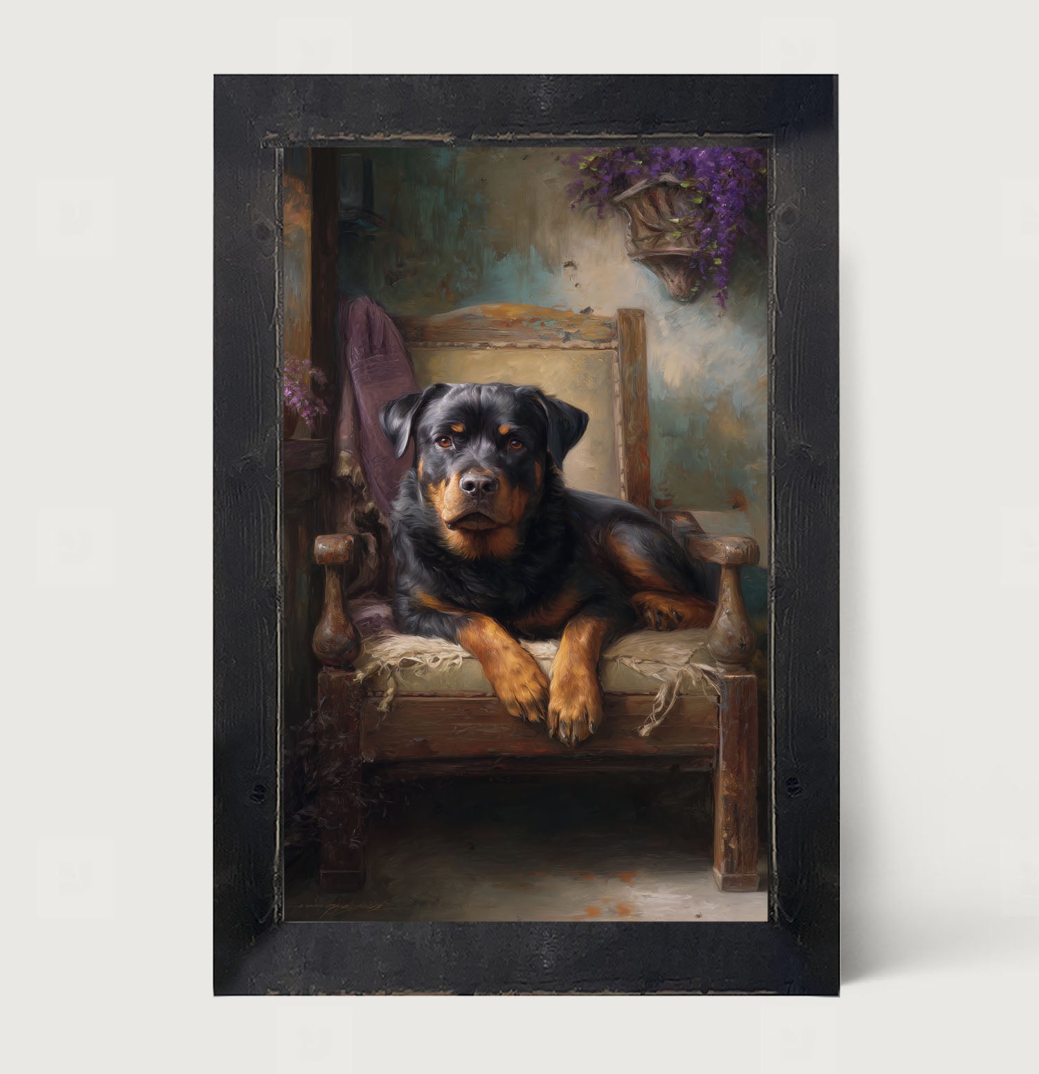 Armchair with Rottweiler Dog