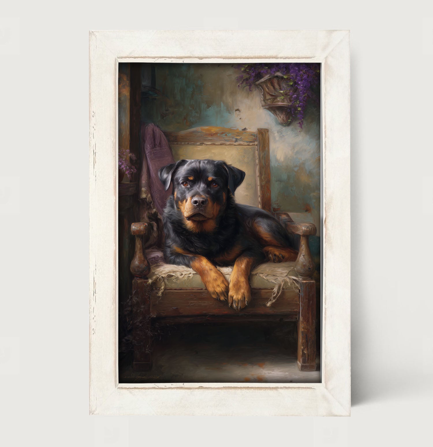 Armchair with Rottweiler Dog