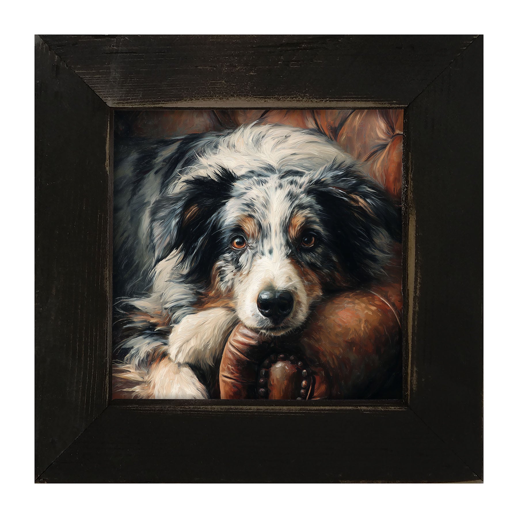 Armchair with Australian Shephard Dog - Framed Art