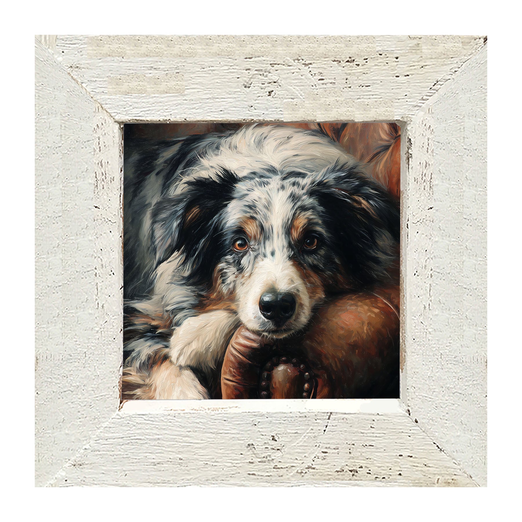 Armchair with Australian Shephard Dog - Framed Art