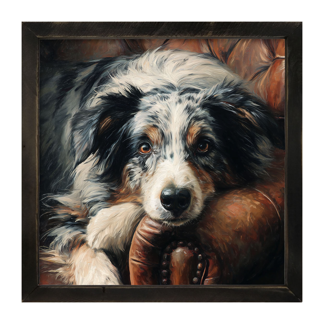Armchair with Australian Shephard Dog - Framed Art