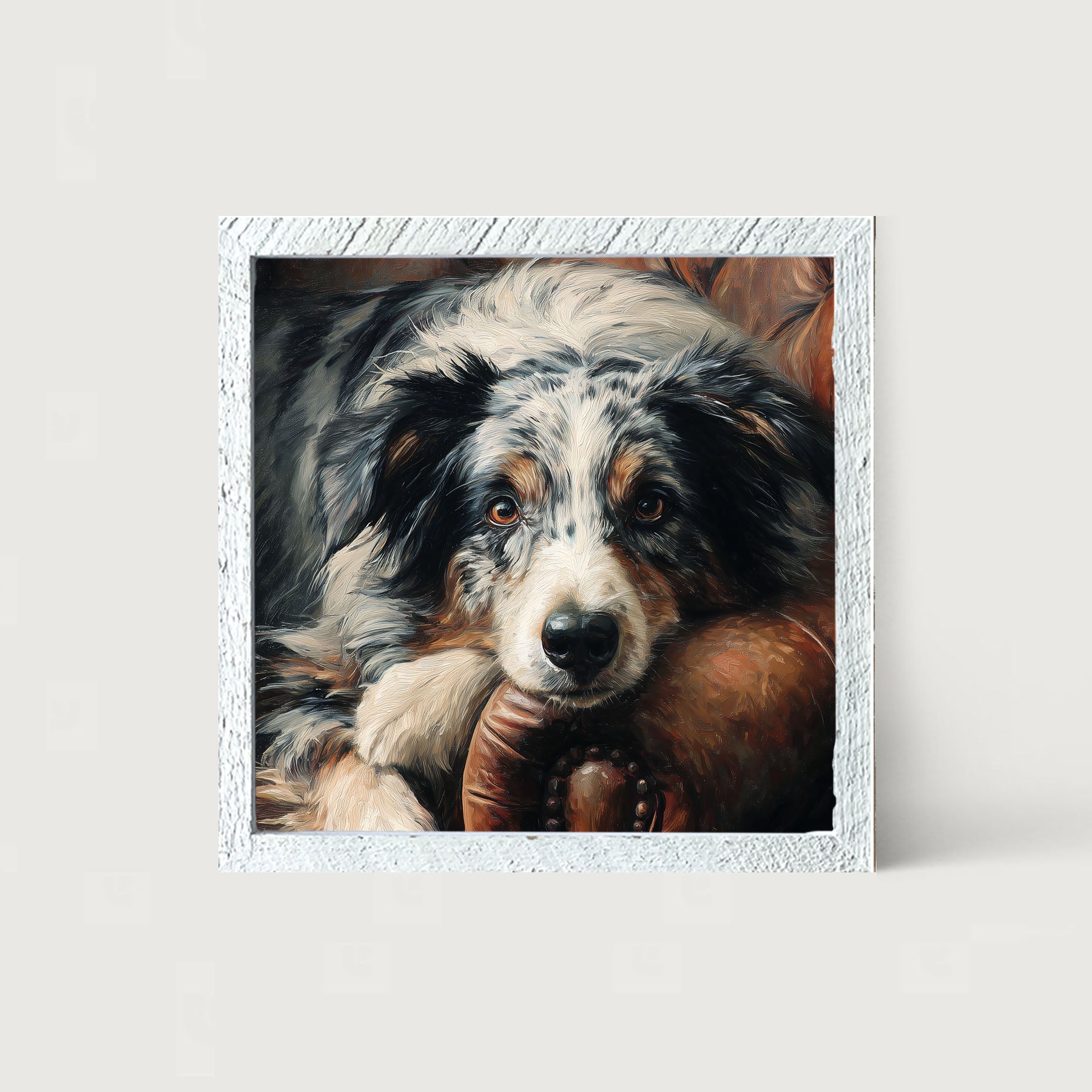 Armchair with Australian Shephard Dog - Framed Art