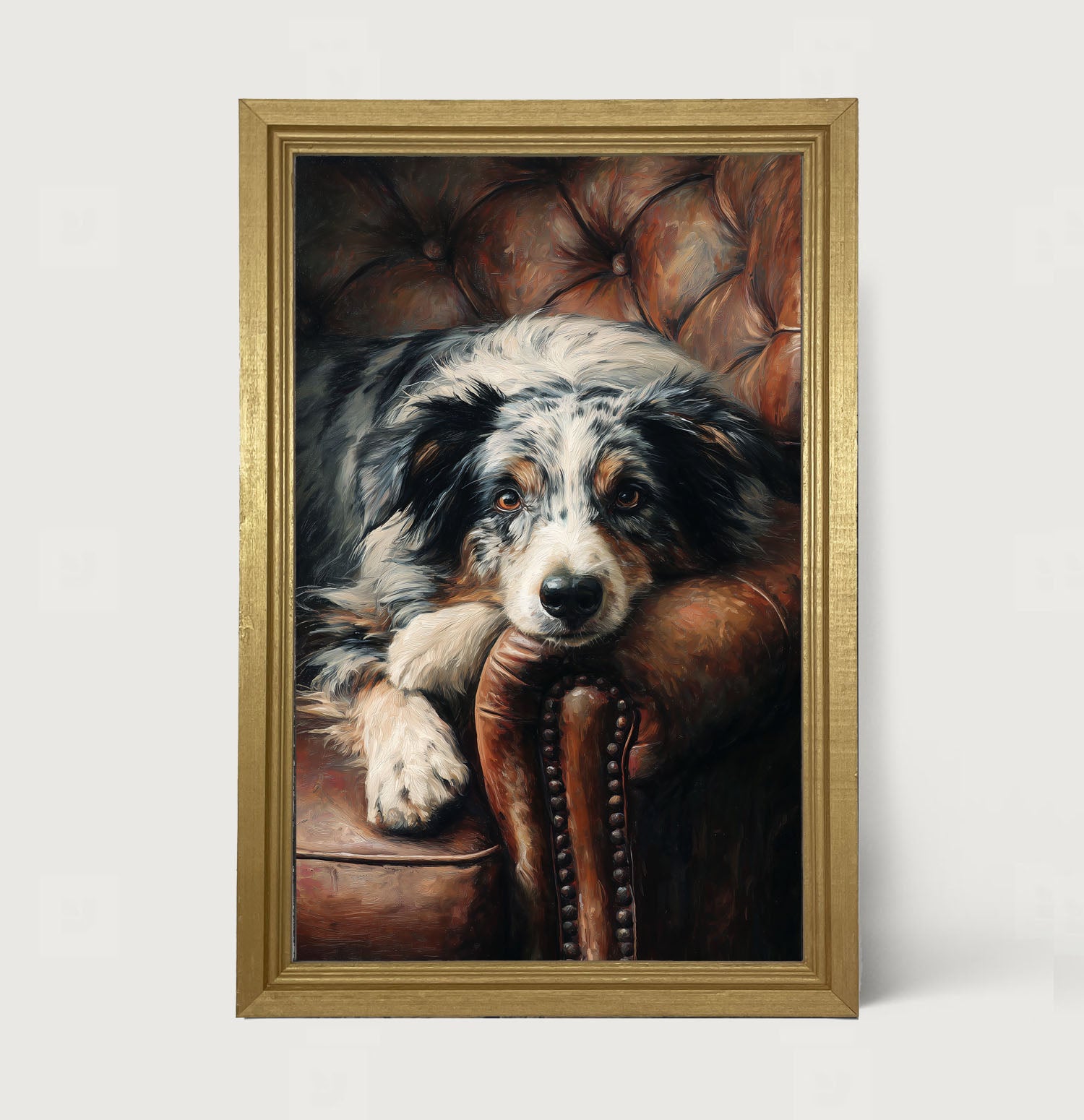 Armchair with Australian Shephard Dog - Framed Art